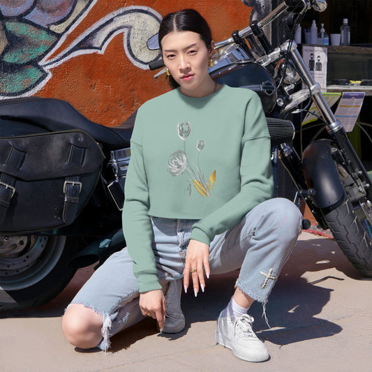 Floral Women's Cropped Sweatshirt - Trendy Spring Fashion - DiRoMi