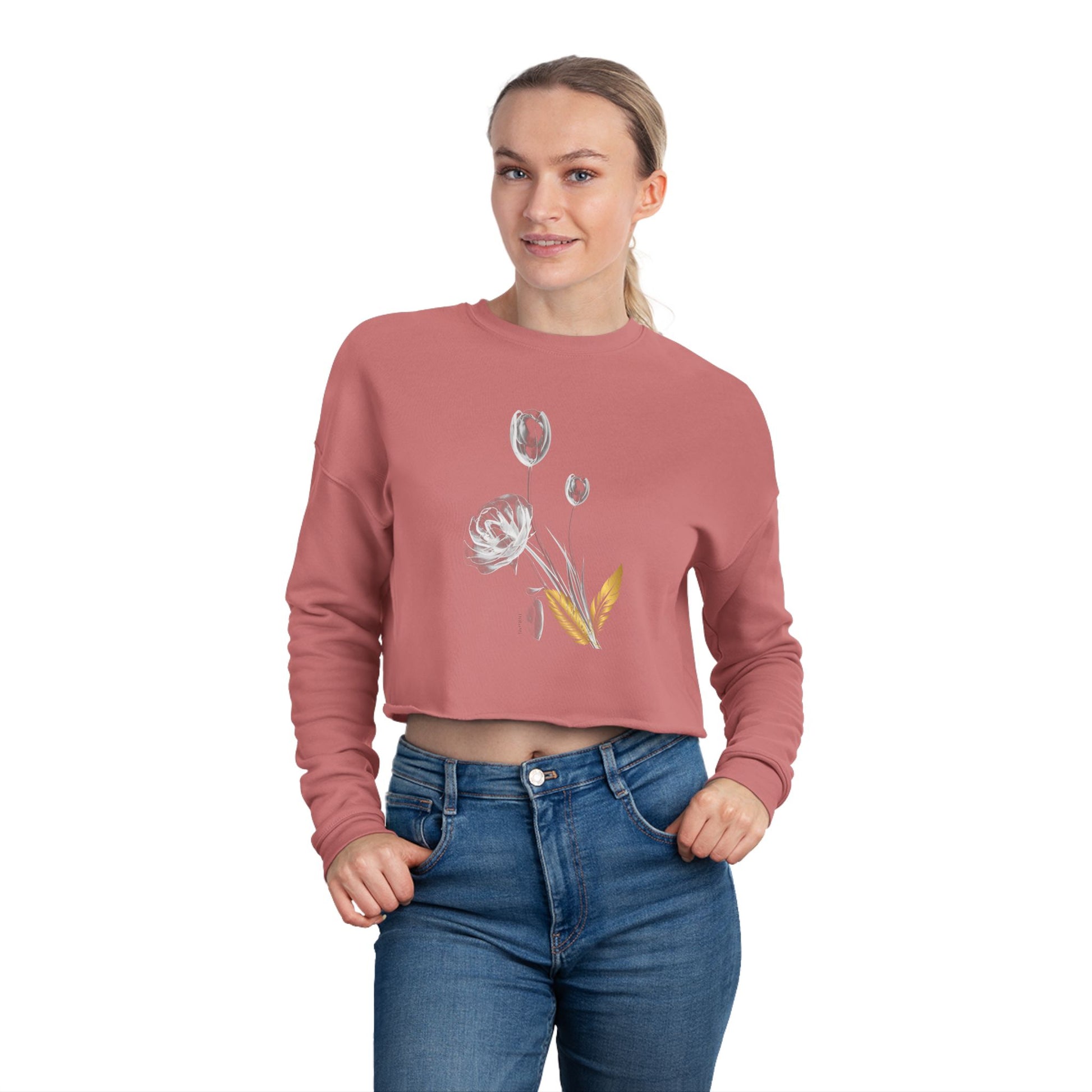 Floral Women's Cropped Sweatshirt - Trendy Spring Fashion - DiRoMi