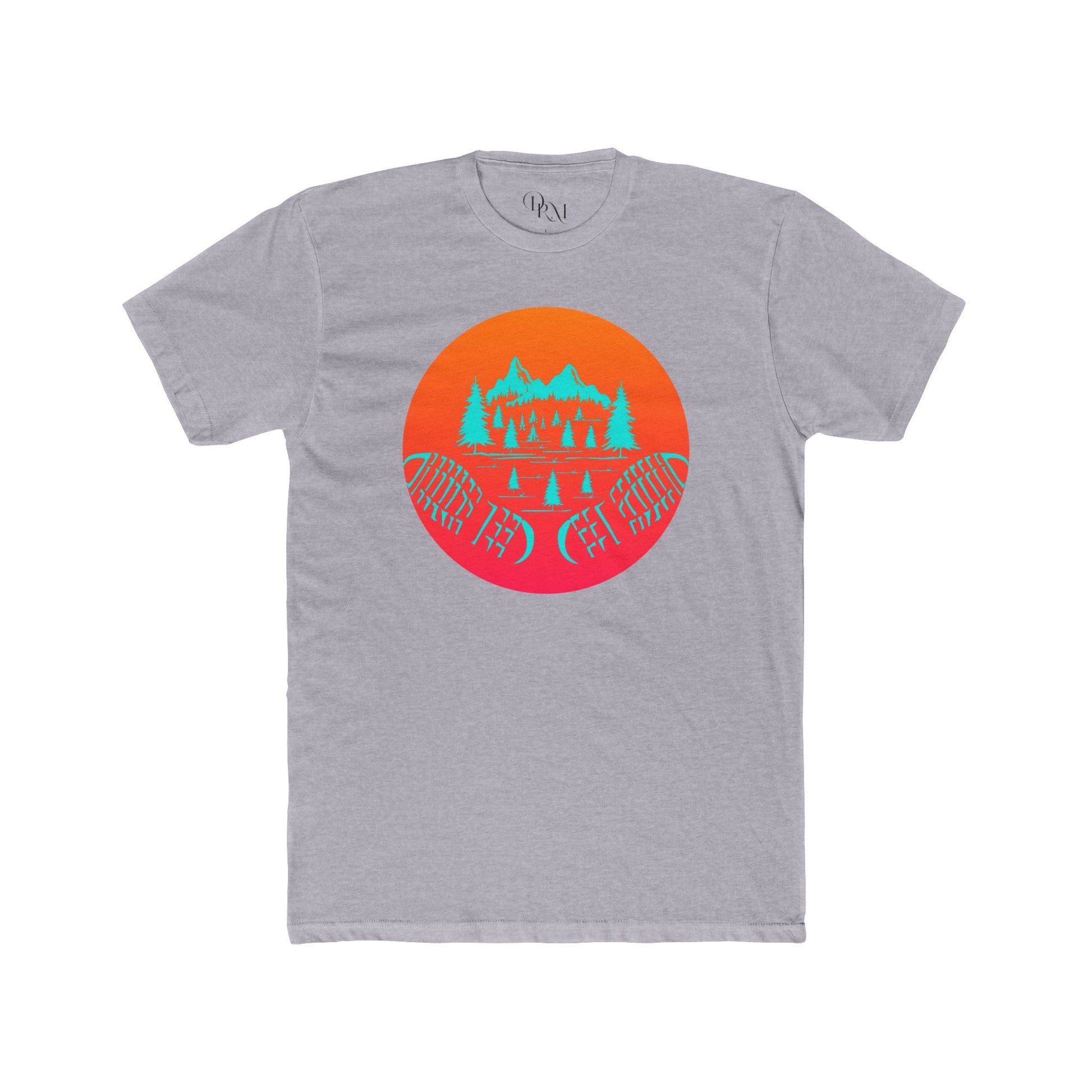 Outdoor Adventures Awaits Unisex Cotton Crew Tee - Retro Mountain Design - DiRoMi