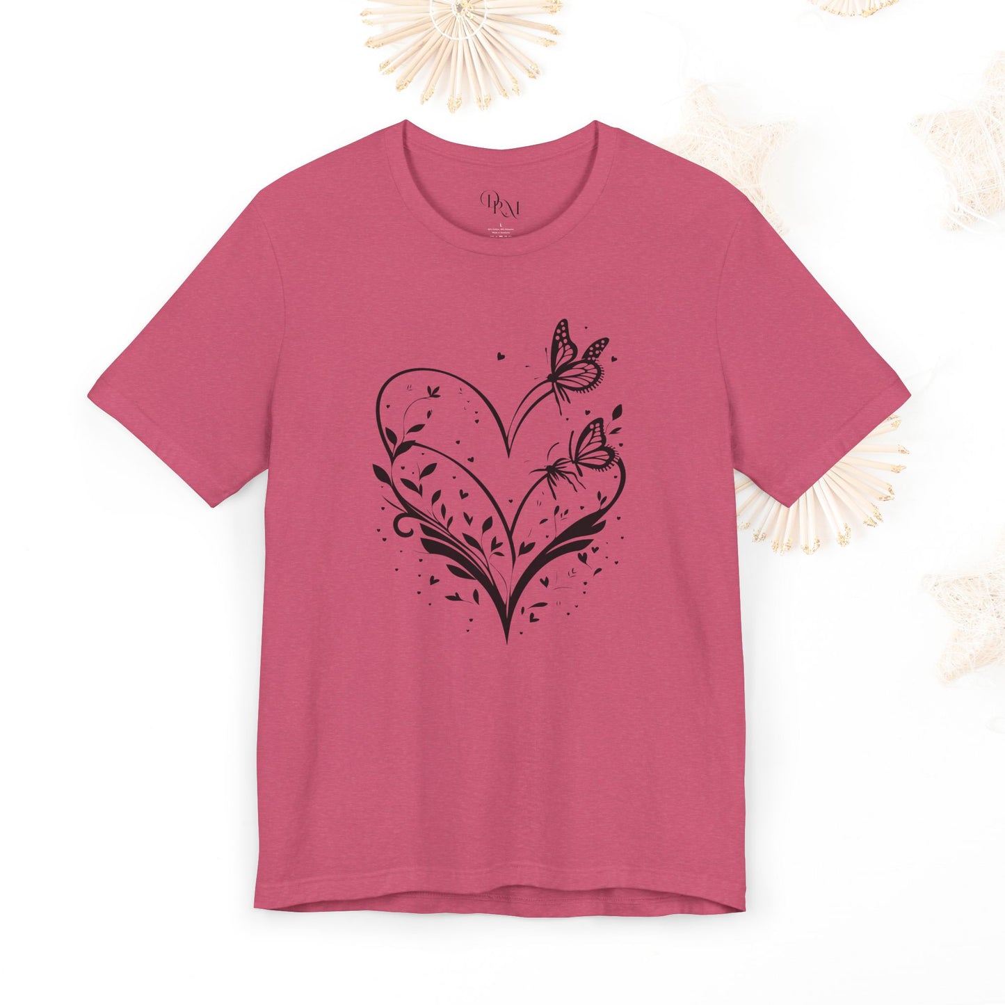 Butterfly Heart Unisex Tee, Nature-Inspired Shirt, Gift for Her, Casual Everyday Wear, Eco-Friendly Apparel, Perfect for Spring