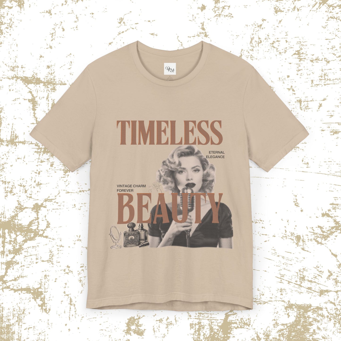 Timeless Beauty Graphic Tee - Vintage Elegance Jersey Short Sleeve Shirt - DiRoMi