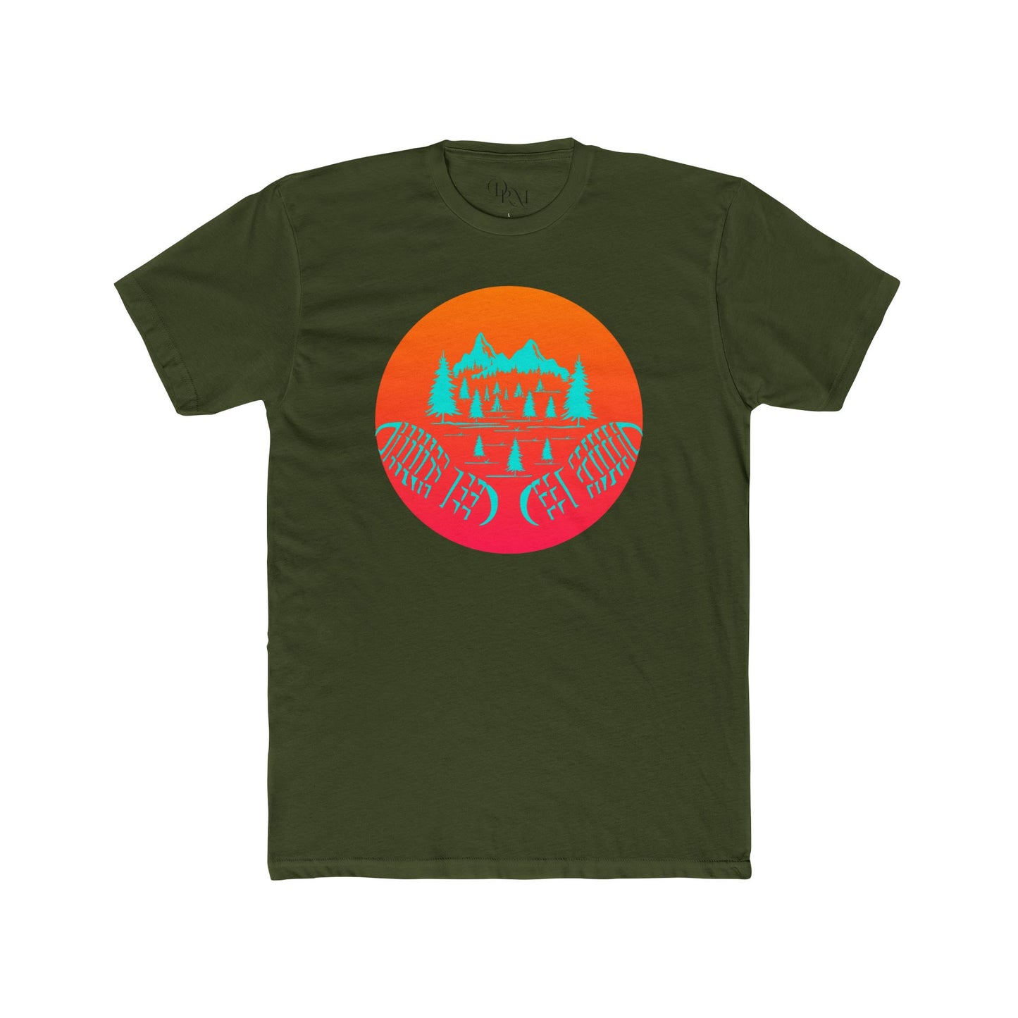 Outdoor Adventures Awaits Unisex Cotton Crew Tee - Retro Mountain Design - DiRoMi