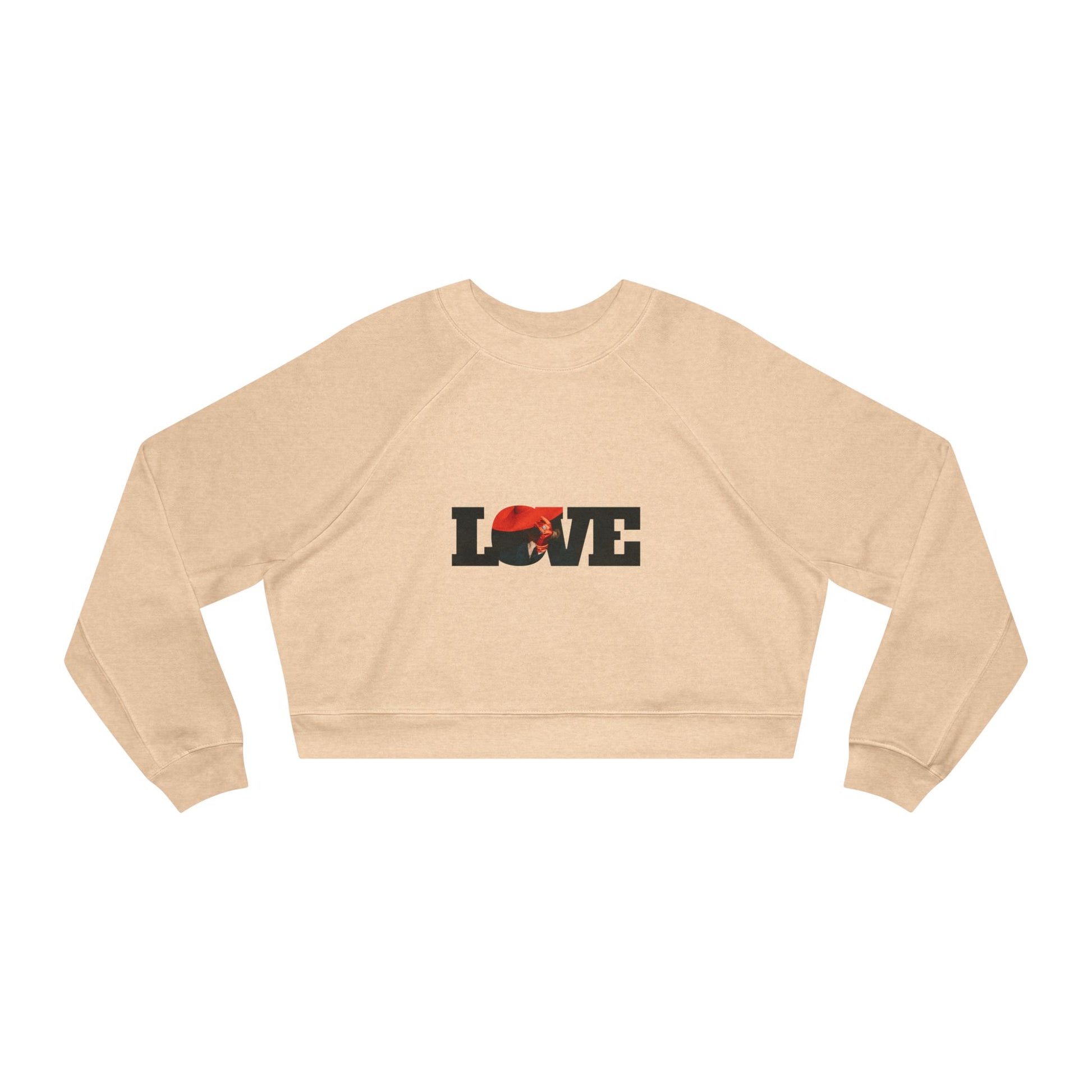 Love Graphic Women's Cropped Fleece Pullover, crop top sweatshirt, women' sweatshirt - DiRoMi
