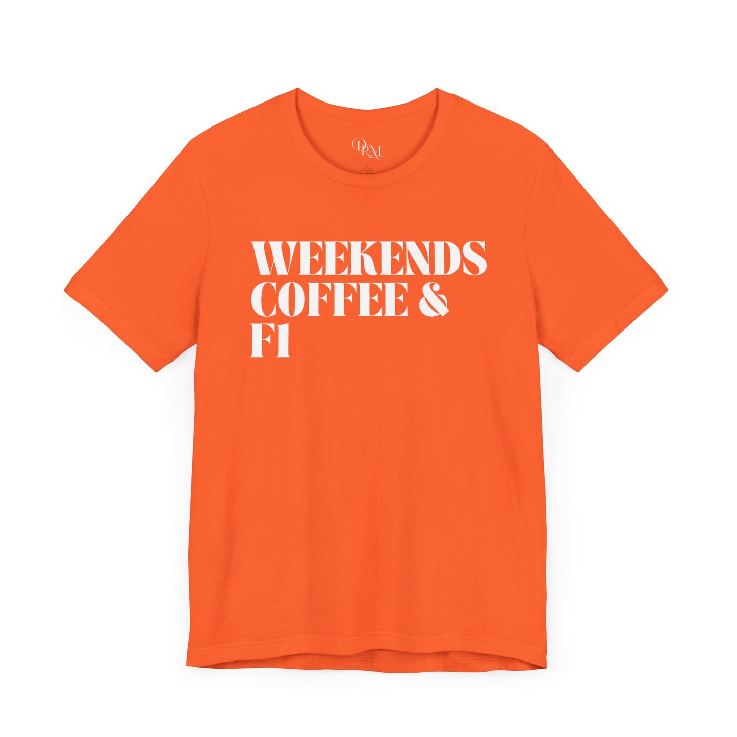 Formula 1 Weekend Vibes Coffee Tee - Unisex Short Sleeve Shirt, Casual Wear, Gift for Coffee Lovers, Fun Tee for Relaxation, formula 1 fans