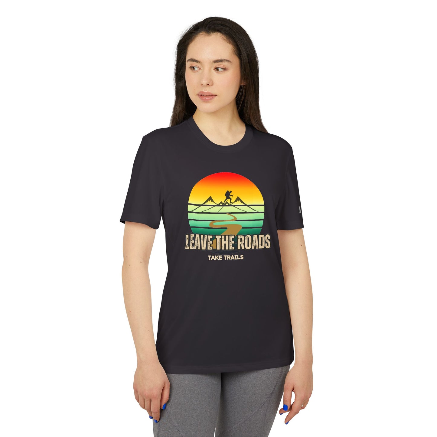 Adidas Unisex Sport T-shirt - 'Leave the Roads, Take Trails' Adventure T-Shirt, graphic shirt, sports shirt - DiRoMi