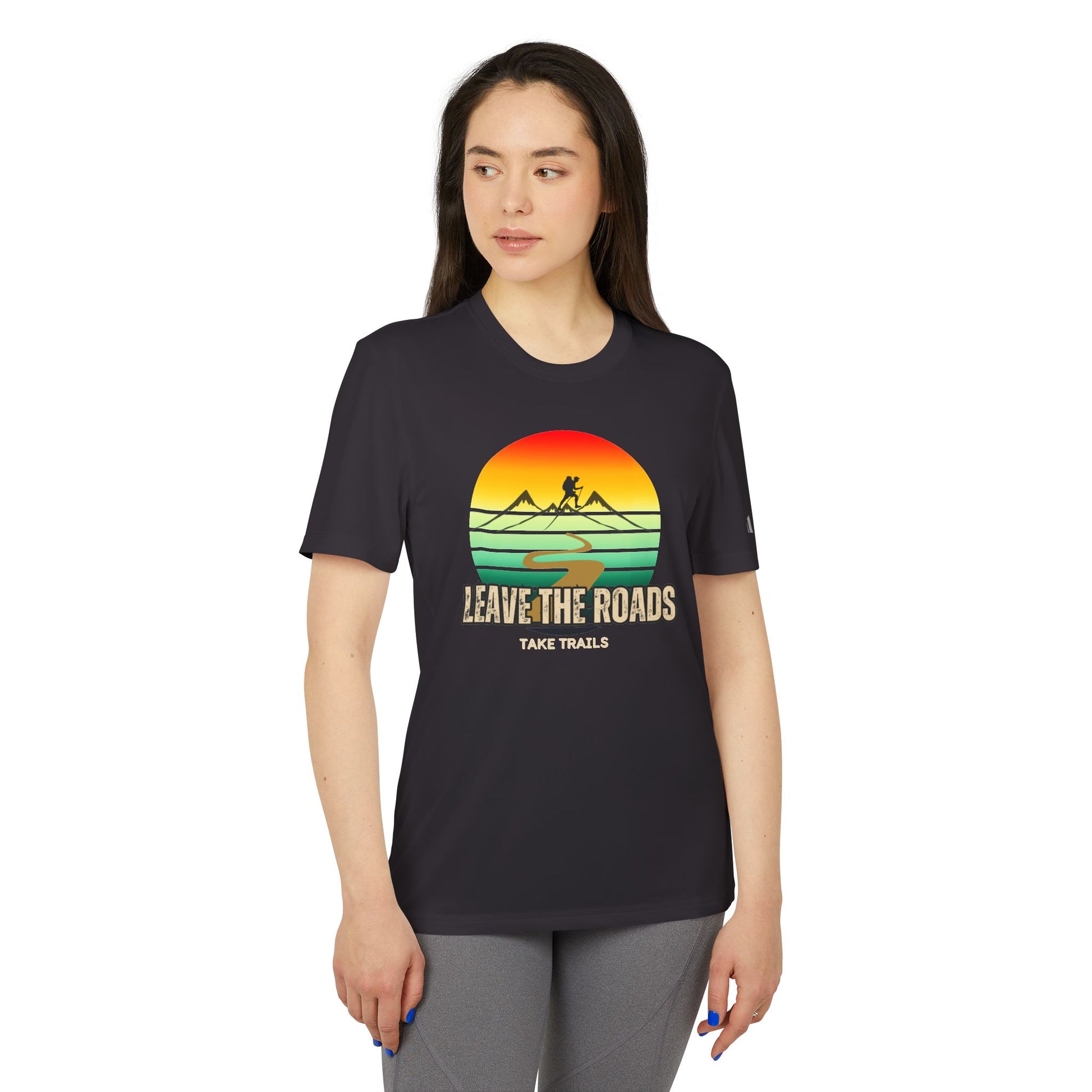 Adidas Unisex Sport T-shirt - 'Leave the Roads, Take Trails' Adventure T-Shirt, graphic shirt, sports shirt - DiRoMi