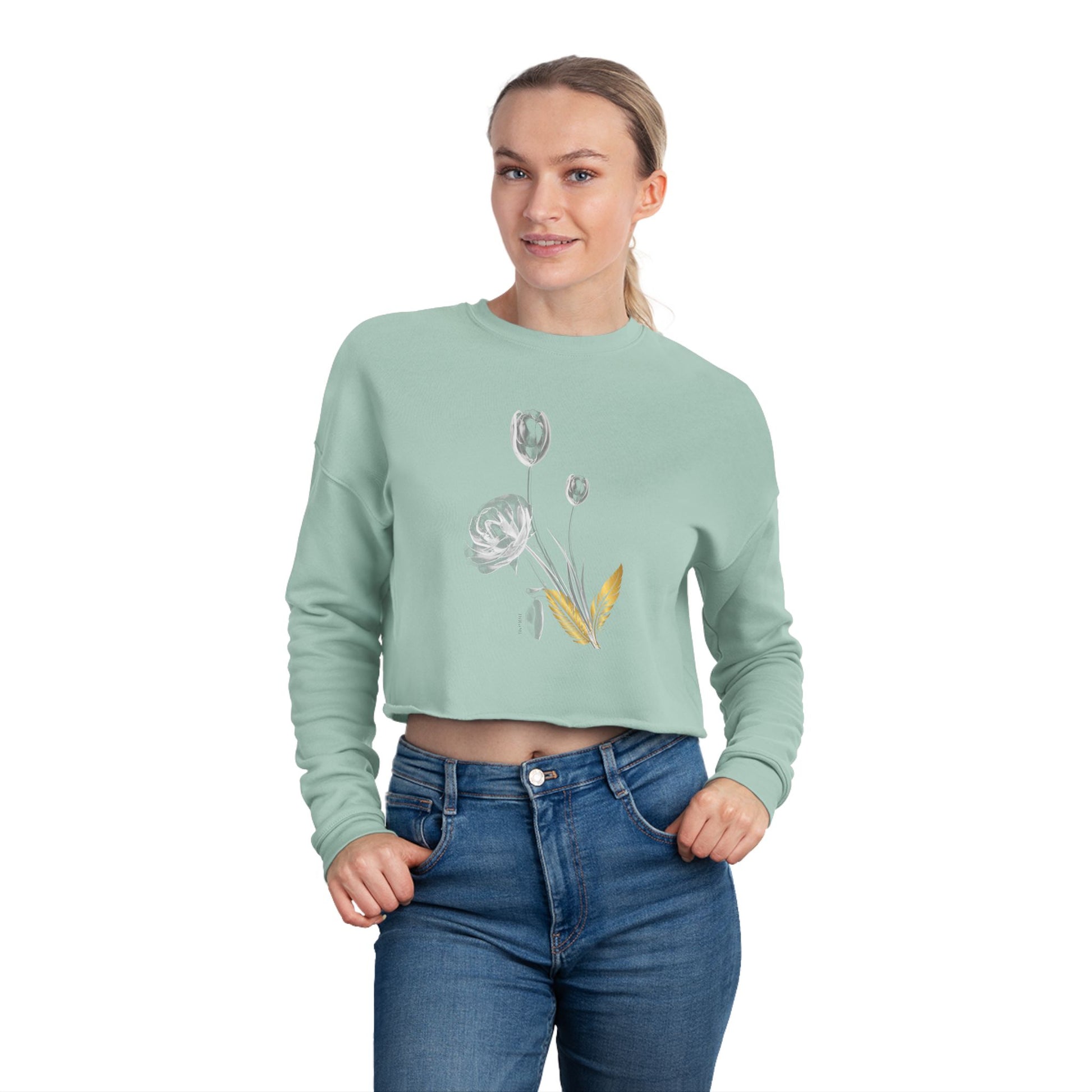 Floral Women's Cropped Sweatshirt - Trendy Spring Fashion - DiRoMi