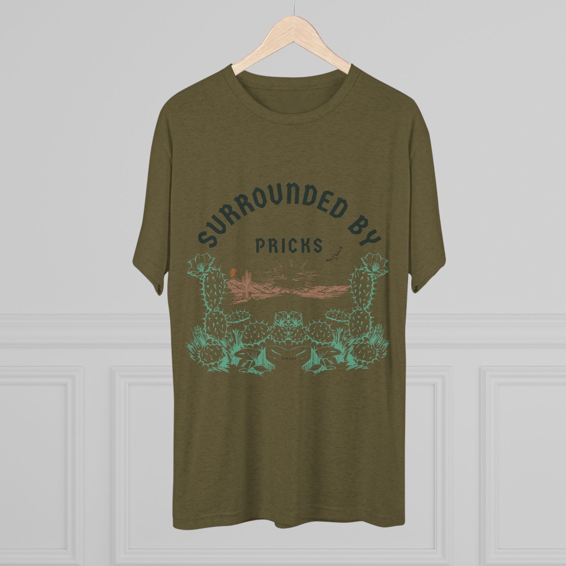 Surrounded by Pricks Unisex Tri-Blend Crew Tee - Fun Casual Wear for Plant Lovers - DiRoMi