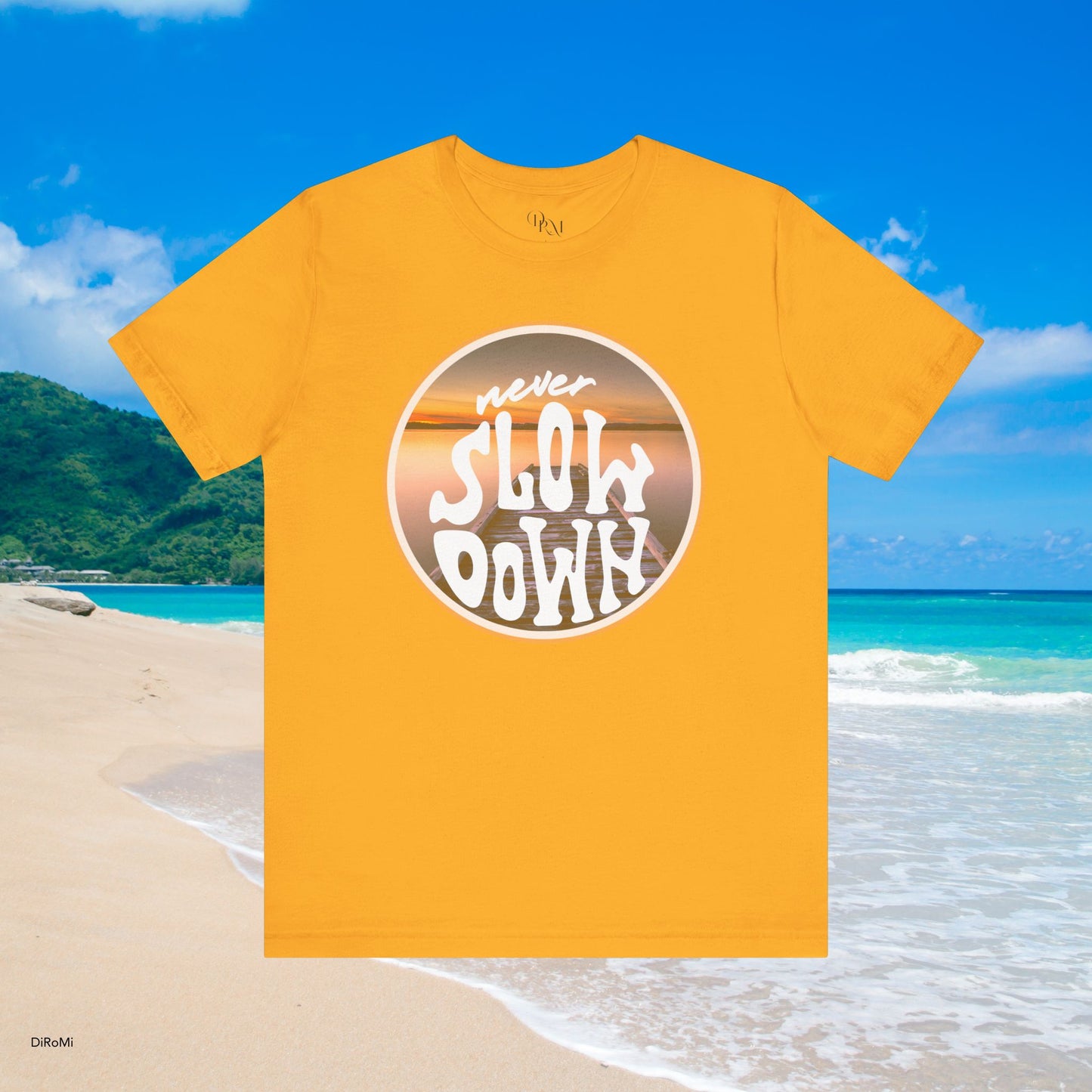 'Never Slow Down' Unisex Jersey Tee - Relaxed Fit Graphic Shirt - DiRoMi