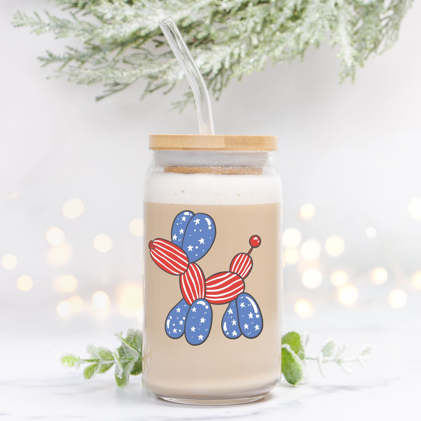 4th of July Glass Tumbler, American Tumbler,Glass Can 16oz - DiRoMi