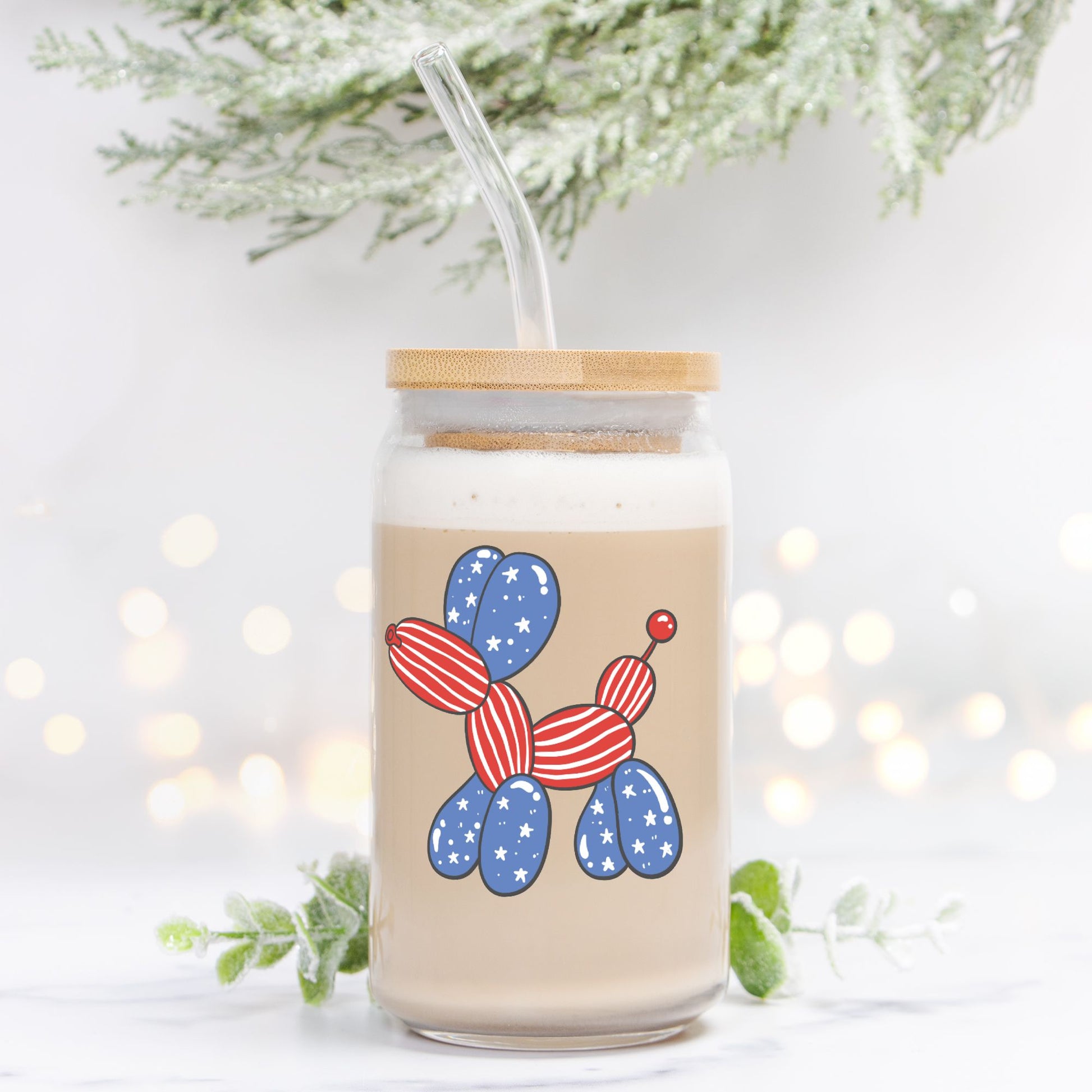 4th of July Glass Tumbler, American Tumbler,Glass Can 16oz - DiRoMi