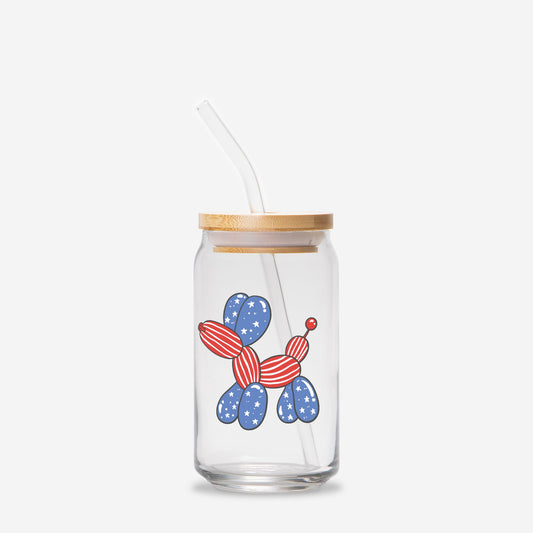 4th of July Glass Tumbler, American Tumbler,Glass Can 16oz - DiRoMi