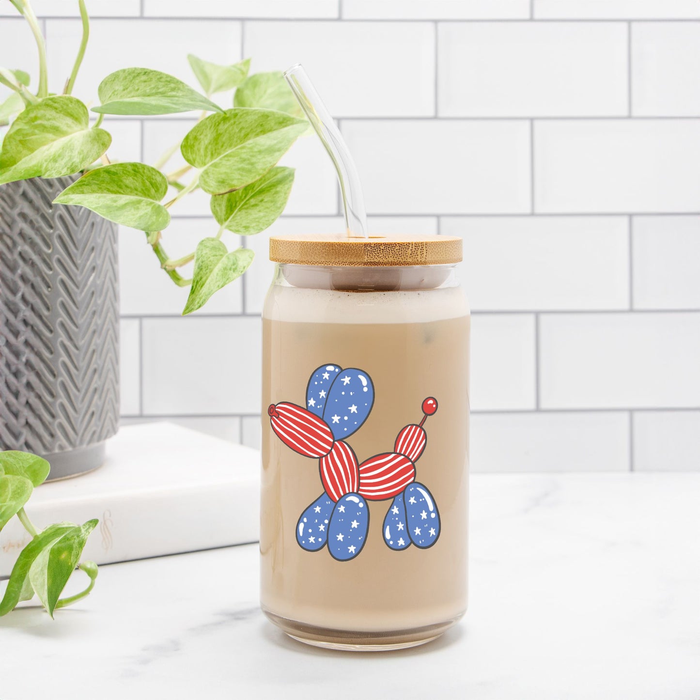 4th of July Glass Tumbler, American Tumbler,Glass Can 16oz - DiRoMi