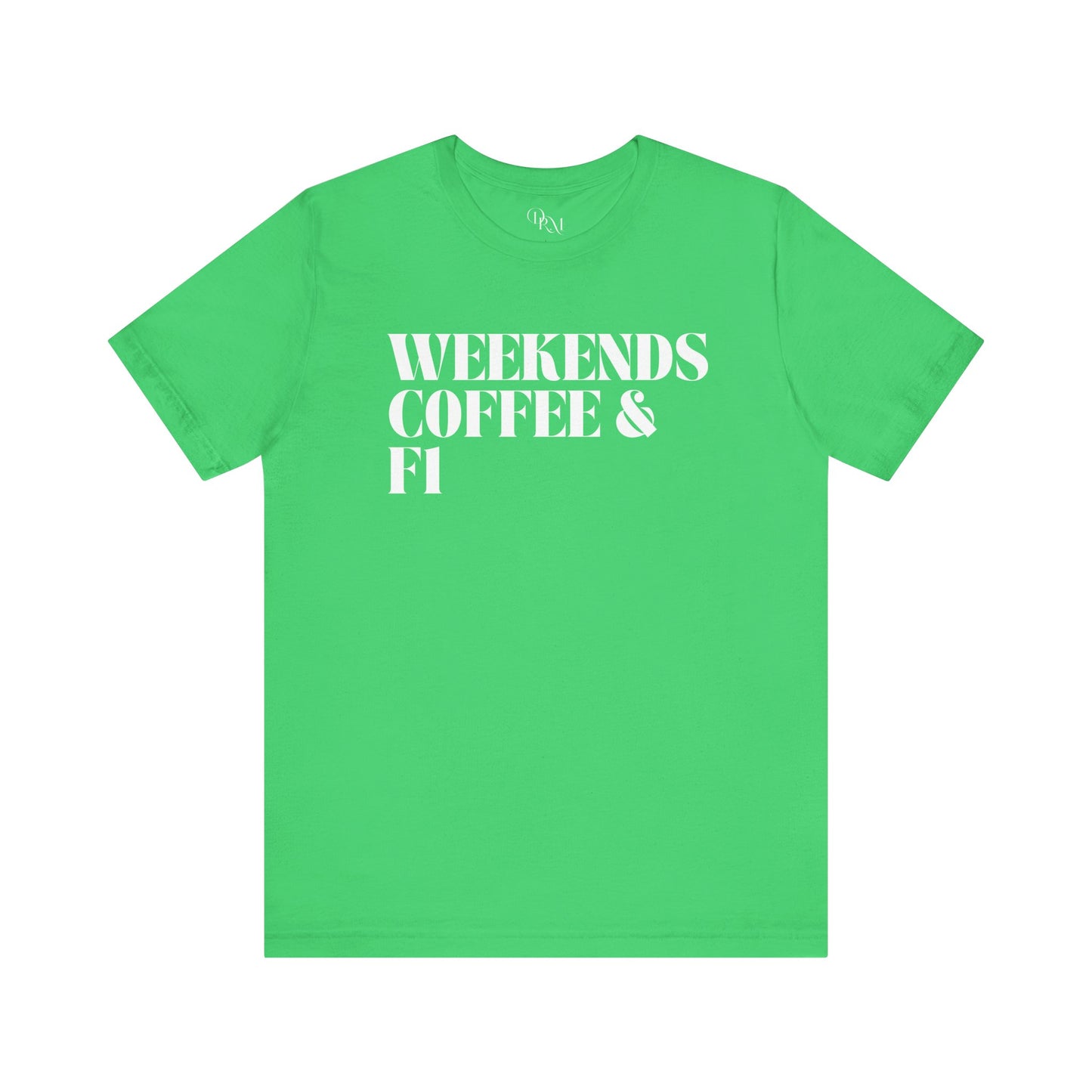 Formula 1 Weekend Vibes Coffee Tee - Unisex Short Sleeve Shirt, Casual Wear, Gift for Coffee Lovers, Fun Tee for Relaxation, formula 1 fans