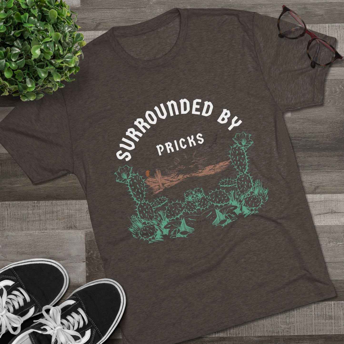 Surrounded by Pricks Unisex Tri-Blend Crew Tee - Fun Casual Wear for Plant Lovers - DiRoMi