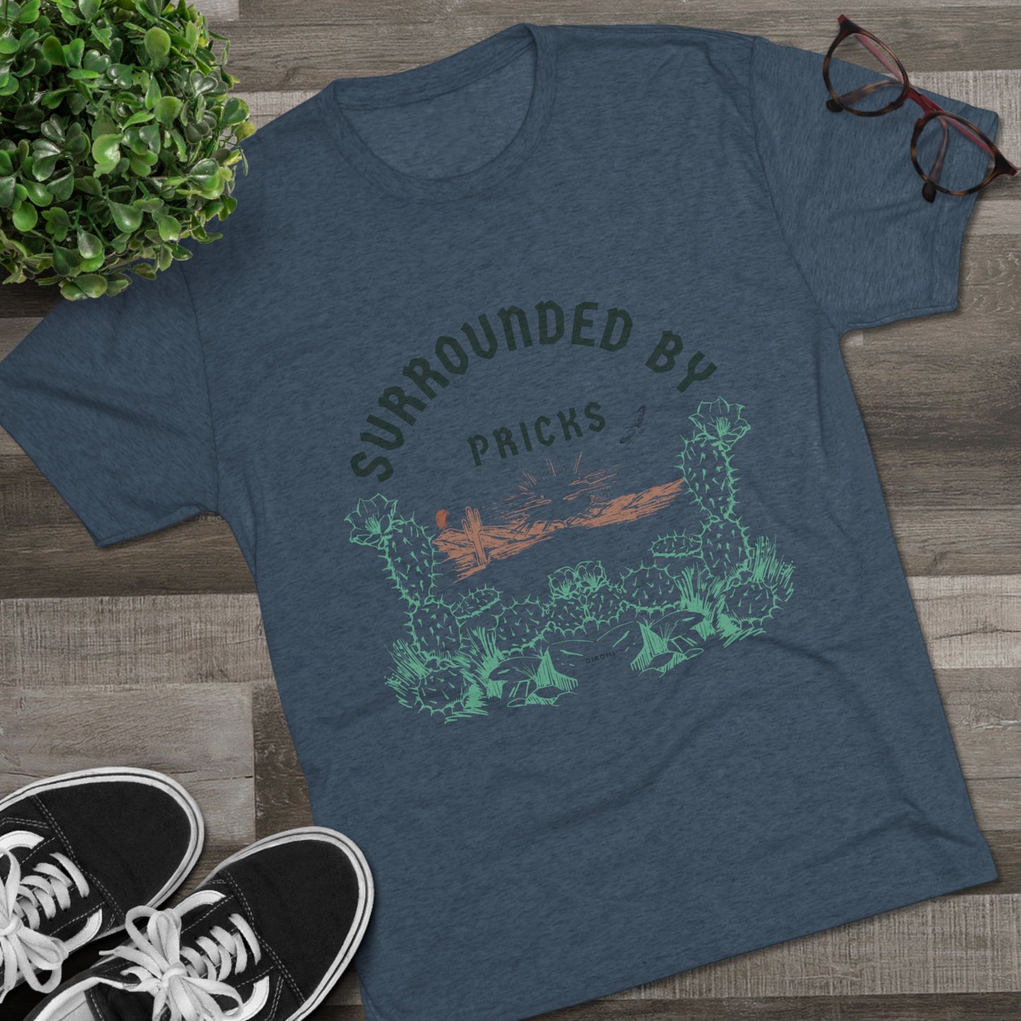 Surrounded by Pricks Unisex Tri-Blend Crew Tee - Fun Casual Wear for Plant Lovers - DiRoMi