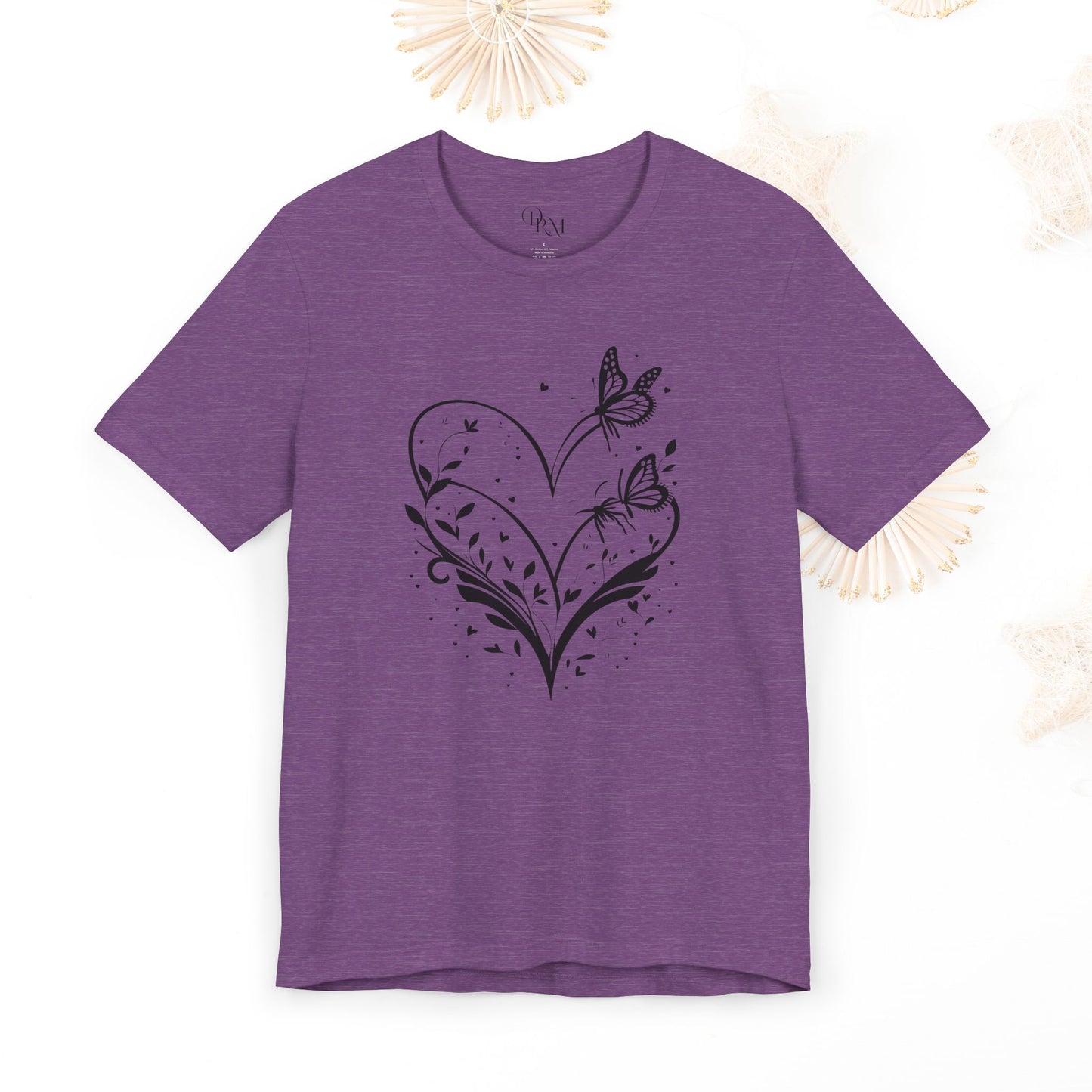 Butterfly Heart Unisex Tee, Nature-Inspired Shirt, Gift for Her, Casual Everyday Wear, Eco-Friendly Apparel, Perfect for Spring