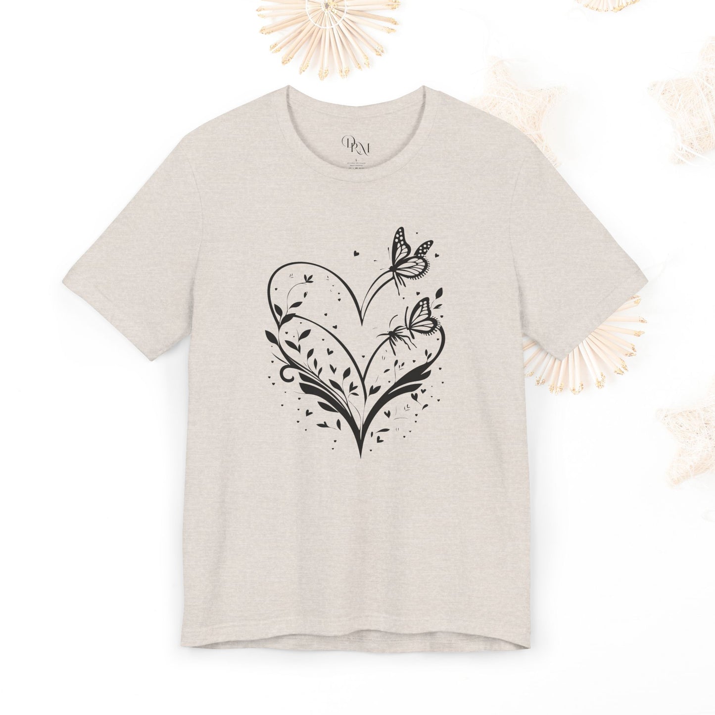 Butterfly Heart Unisex Tee, Nature-Inspired Shirt, Gift for Her, Casual Everyday Wear, Eco-Friendly Apparel, Perfect for Spring