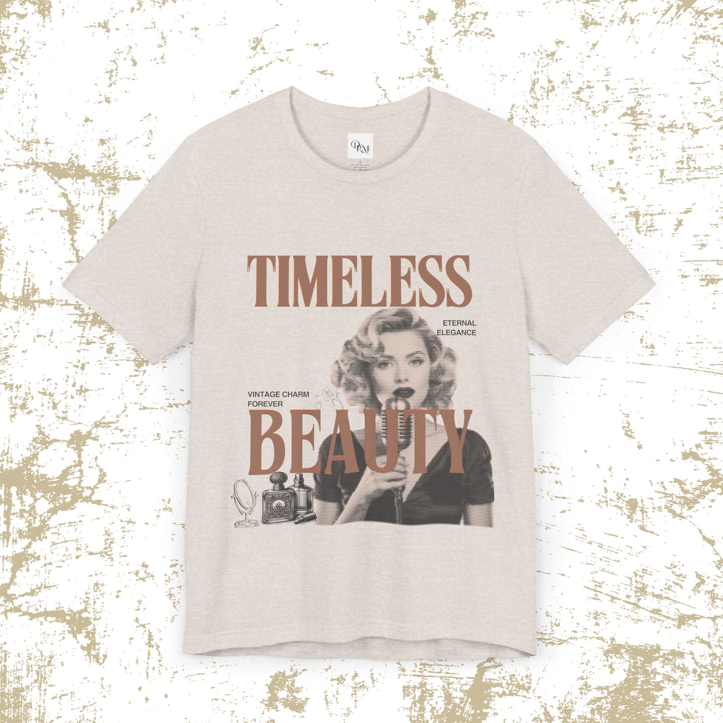 Timeless Beauty Graphic Tee - Vintage Elegance Jersey Short Sleeve Shirt - DiRoMi
