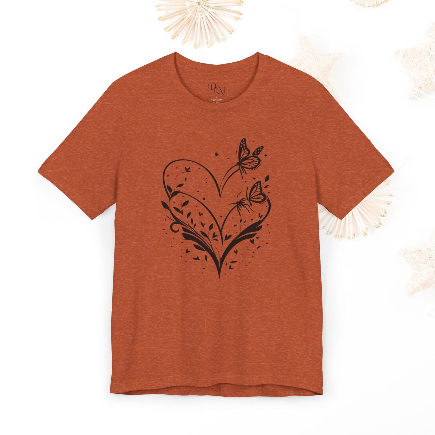 Butterfly Heart Unisex Tee, Nature-Inspired Shirt, Gift for Her, Casual Everyday Wear, Eco-Friendly Apparel, Perfect for Spring
