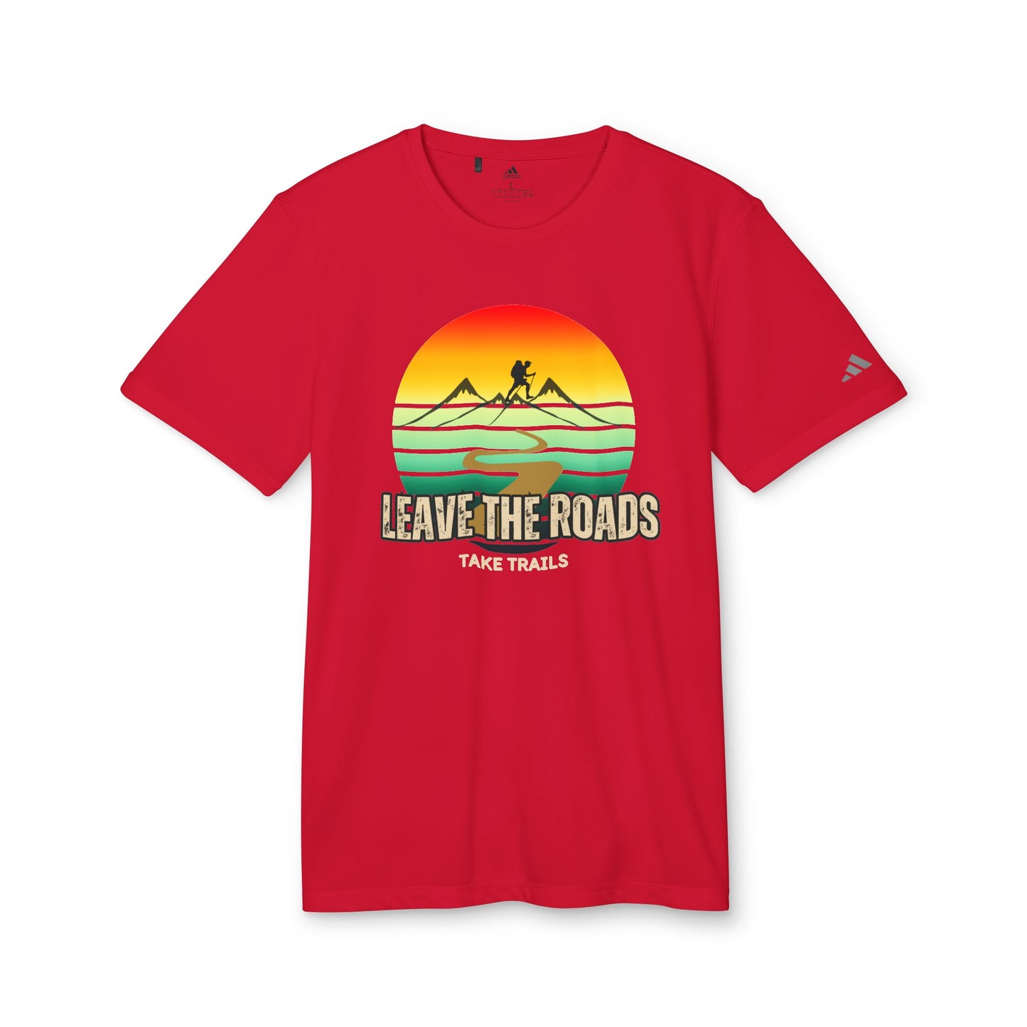 Adidas Unisex Sport T-shirt - 'Leave the Roads, Take Trails' Adventure T-Shirt, graphic shirt, sports shirt - DiRoMi
