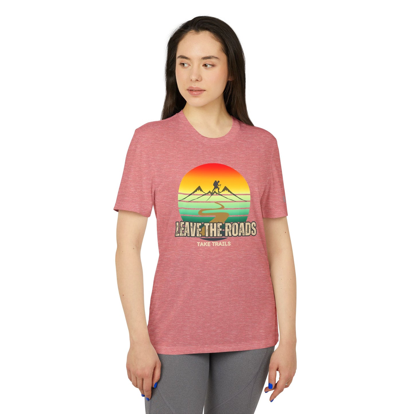 Adidas Unisex Sport T-shirt - 'Leave the Roads, Take Trails' Adventure T-Shirt, graphic shirt, sports shirt - DiRoMi