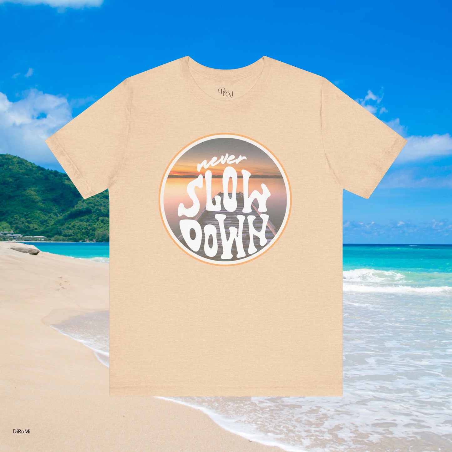 'Never Slow Down' Unisex Jersey Tee - Relaxed Fit Graphic Shirt - DiRoMi
