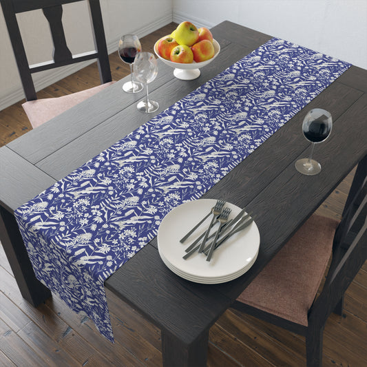 Blue Floral Table Runner