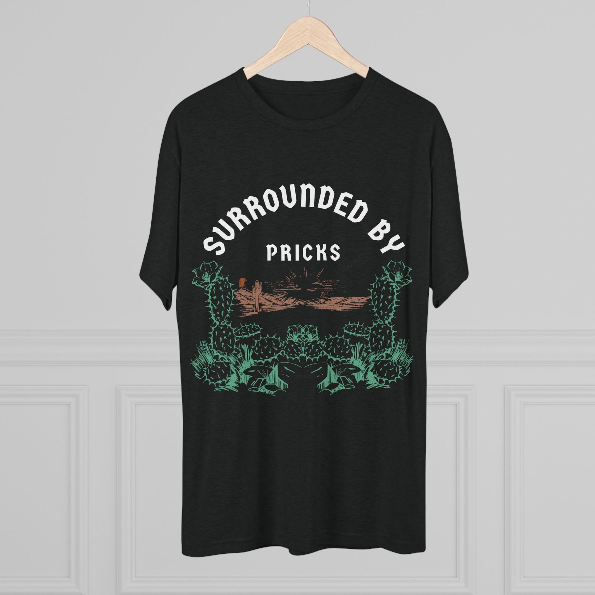 Surrounded by Pricks Unisex Tri-Blend Crew Tee - Fun Casual Wear for Plant Lovers - DiRoMi