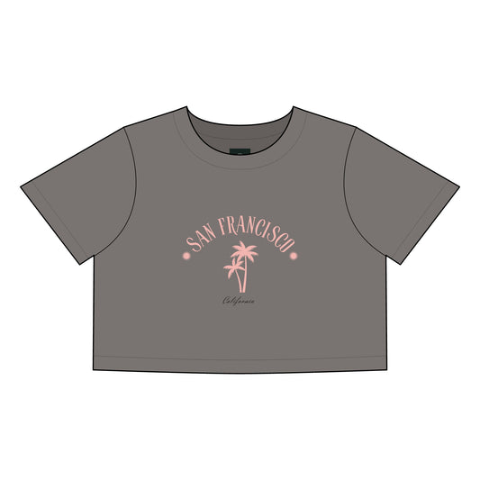 San Francisco Women's Faded Crop Tee - California Vibes - DiRoMi