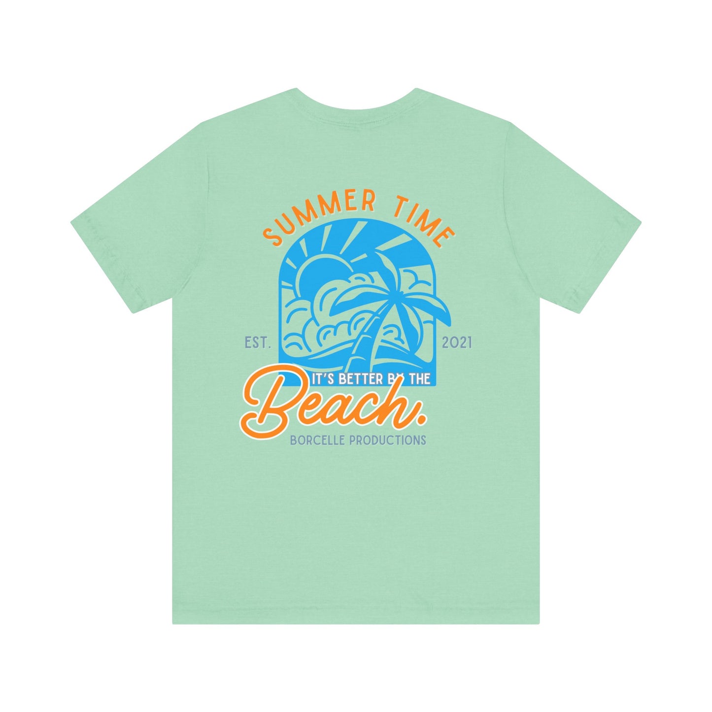Beach Vibes Unisex Tee, Summer Vacation T-Shirt, Ocean Lover Shirt, Coastal Graphic Top, Beach Bum Apparel, back and front shirt