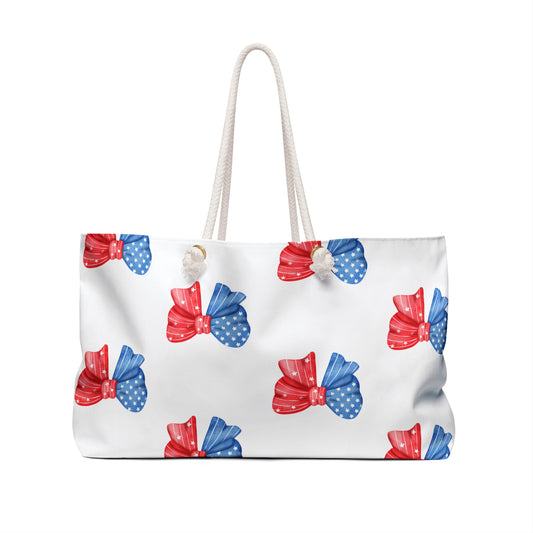 American Coquette bow Weekender Bag, Perfect for Travel, Beach Day