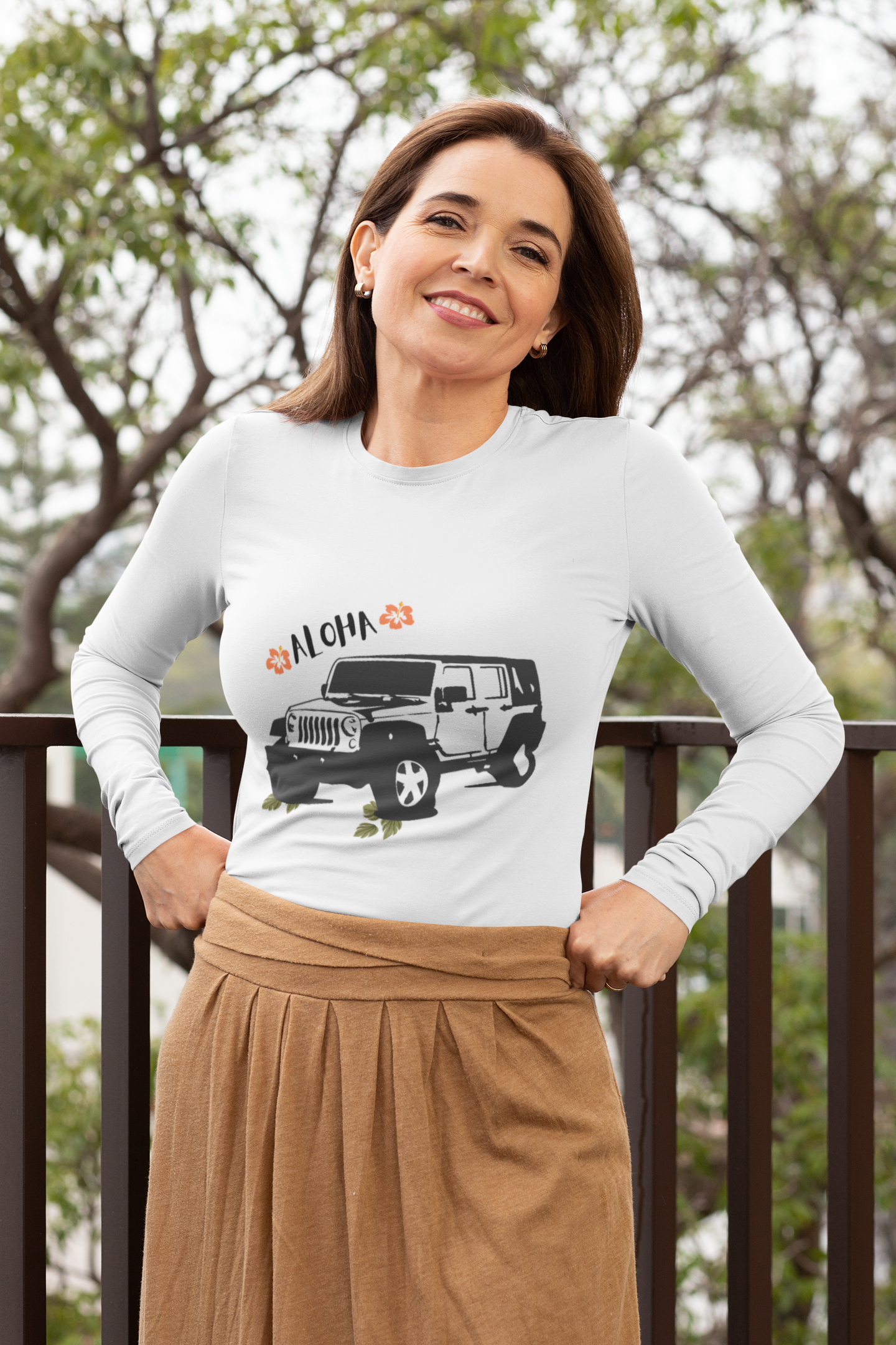 Aloha Jeep Long Sleeve Tee, Casual Shirt for Jeep Lovers, Beachwear, Gift for Adventurers, Summer Vibe Apparel, Graphic t shirt, Jeep - DiRoMi
