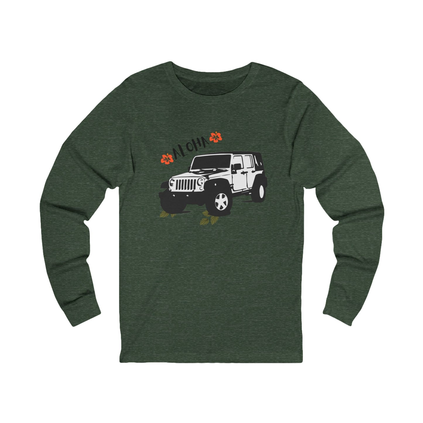 Aloha Jeep Long Sleeve Tee, Casual Shirt for Jeep Lovers, Beachwear, Gift for Adventurers, Summer Vibe Apparel, Graphic t shirt, Jeep - DiRoMi