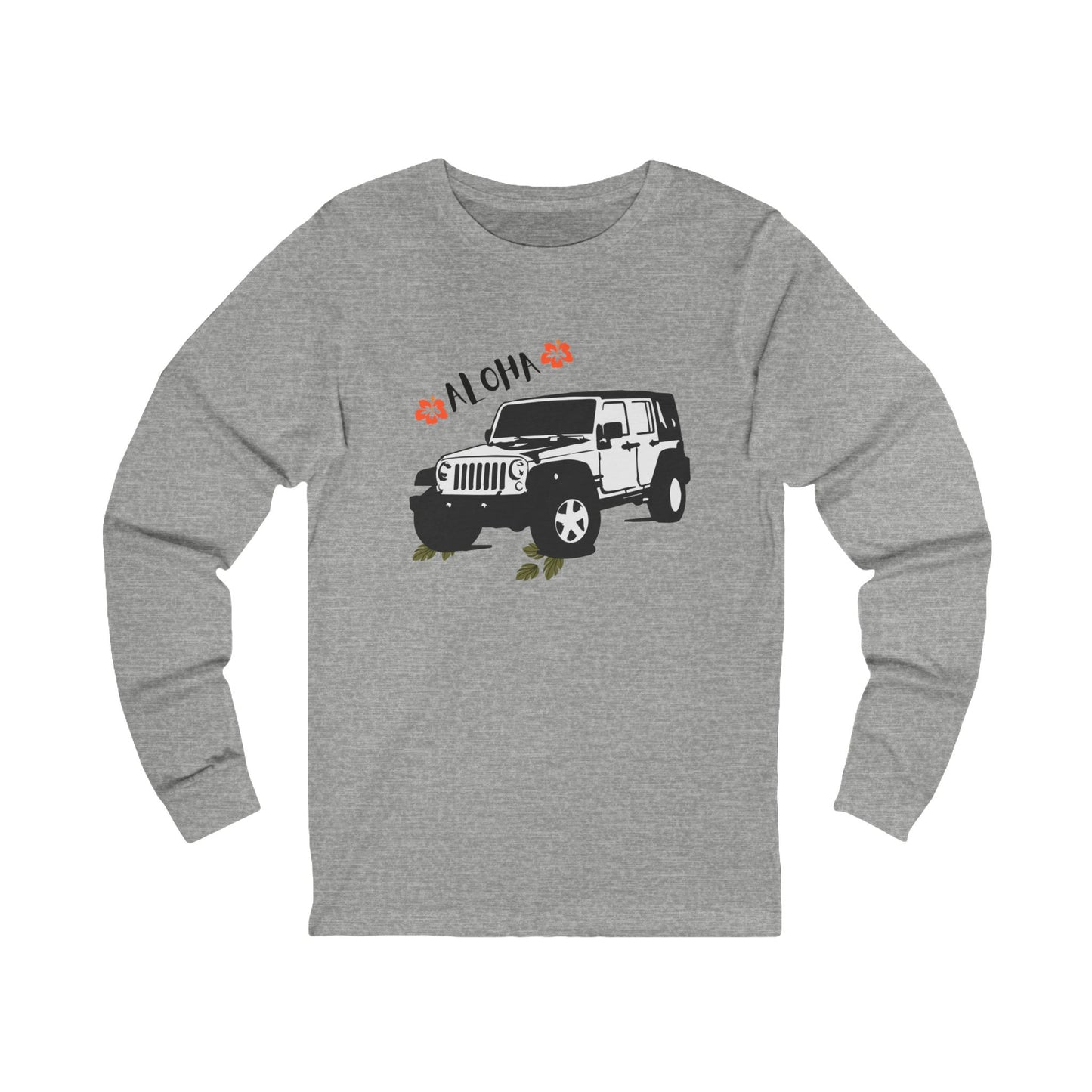 Aloha Jeep Long Sleeve Tee, Casual Shirt for Jeep Lovers, Beachwear, Gift for Adventurers, Summer Vibe Apparel, Graphic t shirt, Jeep - DiRoMi