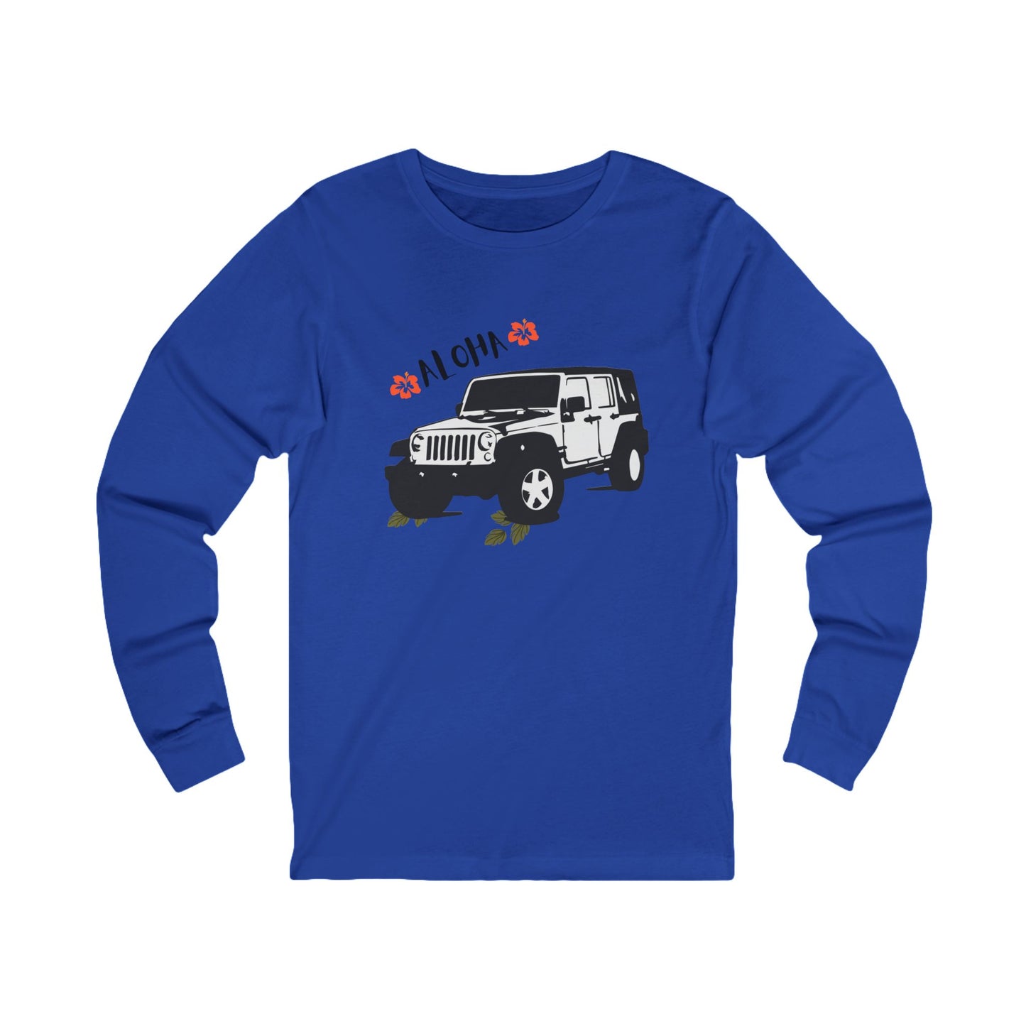 Aloha Jeep Long Sleeve Tee, Casual Shirt for Jeep Lovers, Beachwear, Gift for Adventurers, Summer Vibe Apparel, Graphic t shirt, Jeep - DiRoMi