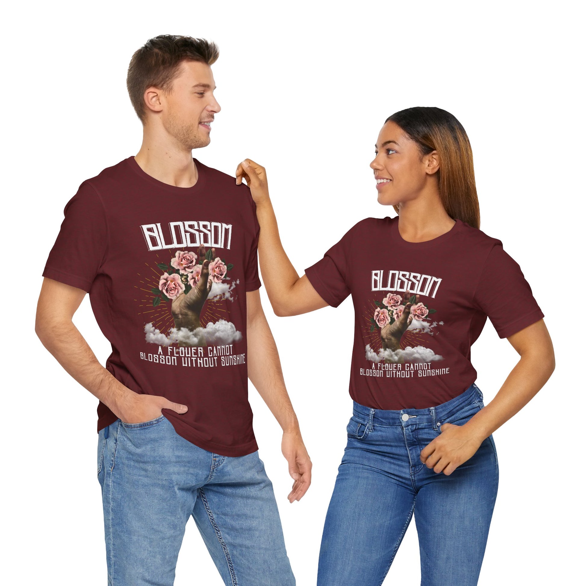 Blossom Vintage Floral Unisex T-Shirt - "A Flower Cannot Blossom Without Sunshine" - DiRoMi