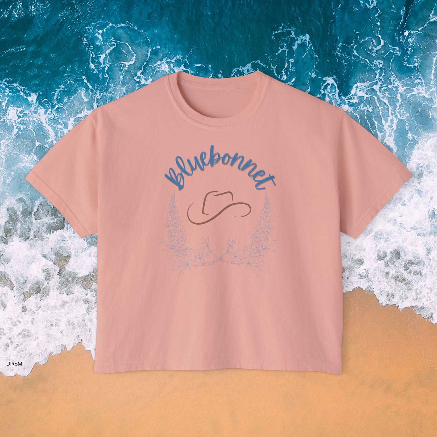 Bluebonnet Women's Boxy Tee - Casual, Comfortable, Trendy T-Shirt for Spring, Summer, Teen crop top, Crop Top, Birthday Gift, mother's day - DiRoMi