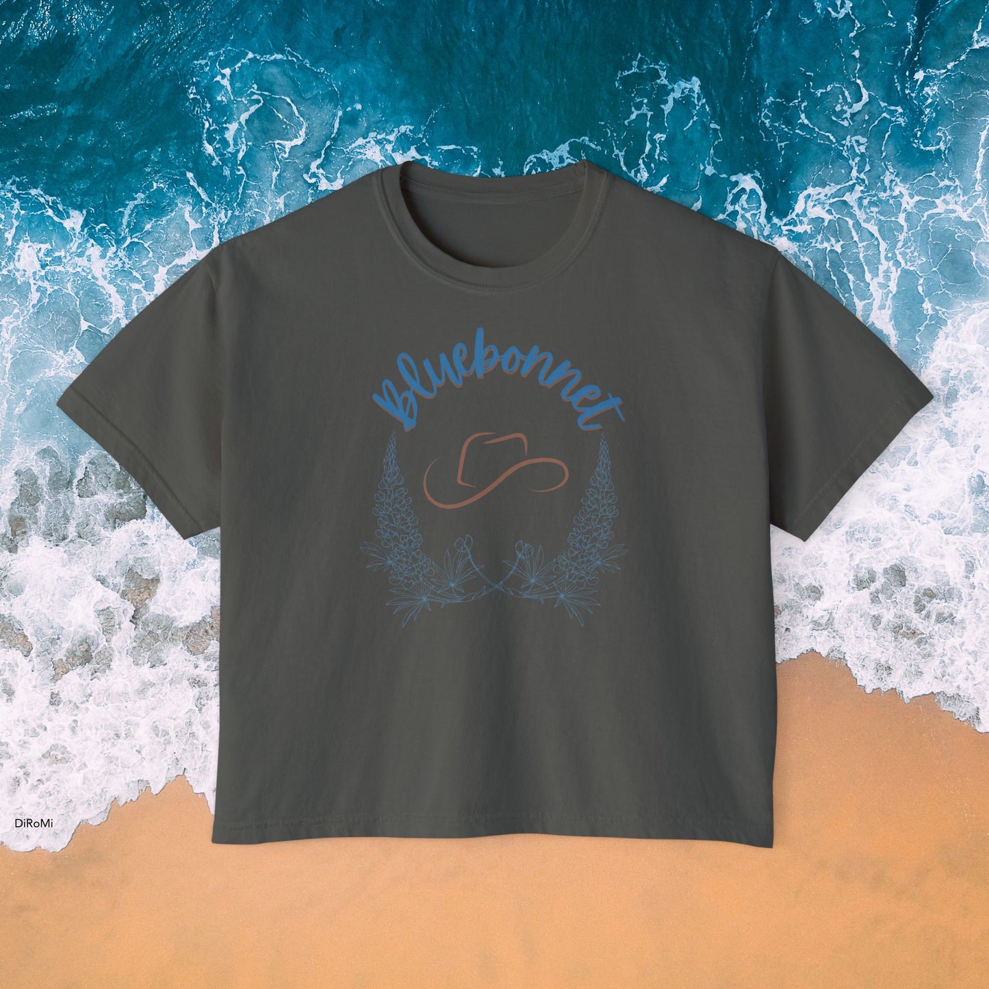 Bluebonnet Women's Boxy Tee - Casual, Comfortable, Trendy T-Shirt for Spring, Summer, Teen crop top, Crop Top, Birthday Gift, mother's day - DiRoMi