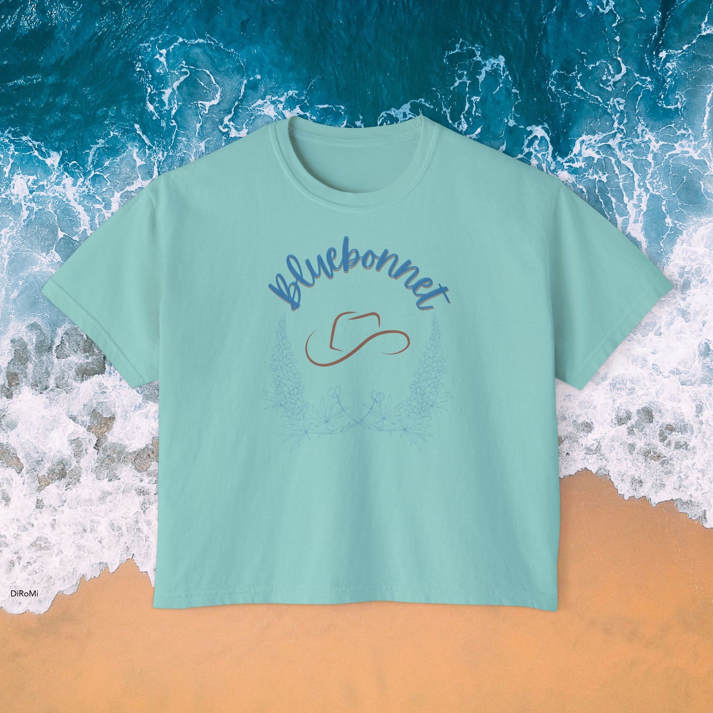 Bluebonnet Women's Boxy Tee - Casual, Comfortable, Trendy T-Shirt for Spring, Summer, Teen crop top, Crop Top, Birthday Gift, mother's day - DiRoMi