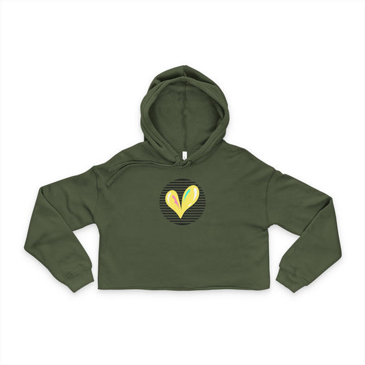 Boho Heart Cropped Hoodie for Women, Trendy Spring Fashion, Gift for Her, Casual Wear, Festival Apparel, Crop Hooded Sweatshirt - DiRoMi