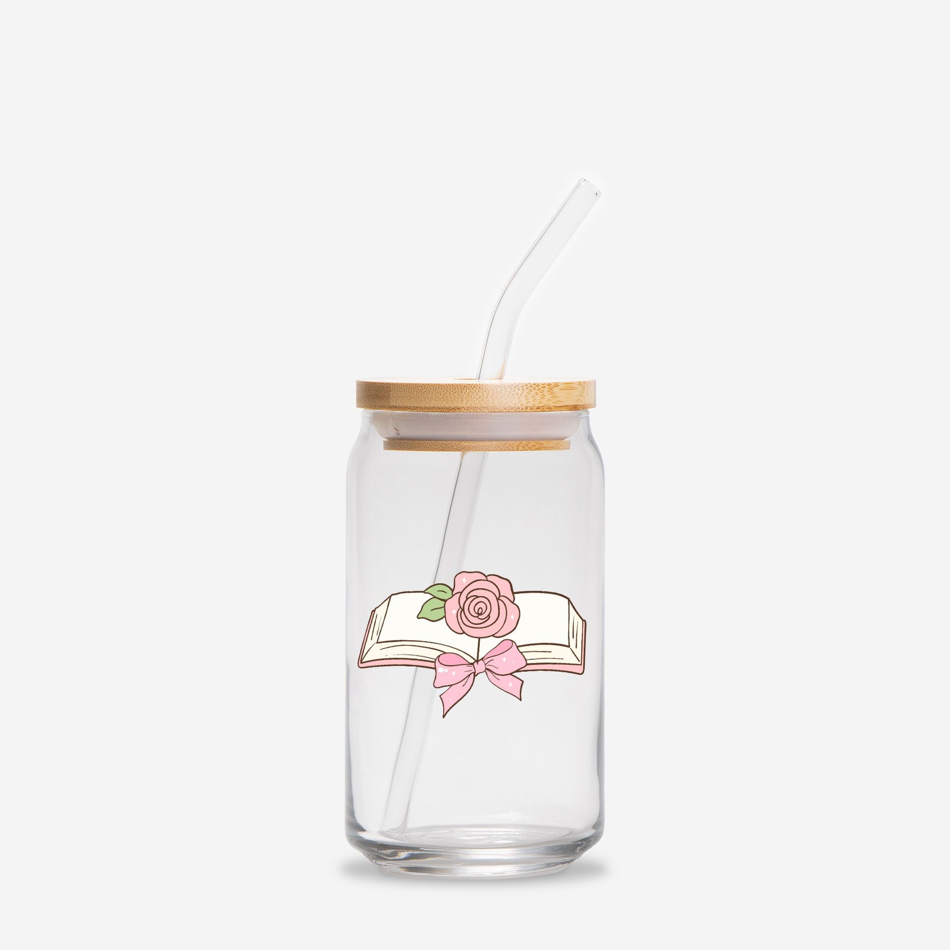 Bookish Glass Tumbler, Iced coffee tumbler, Iced coffee Glass, Glass Can 16oz - DiRoMi