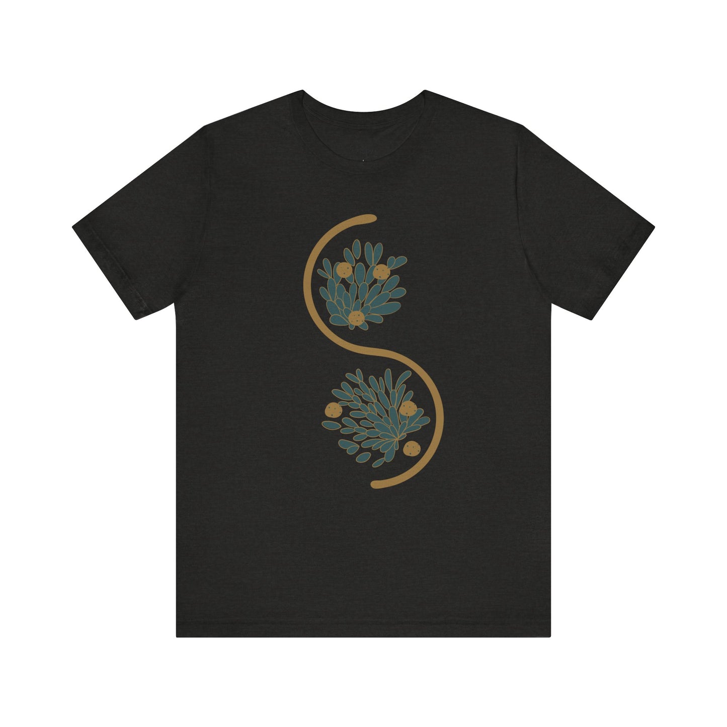 Chic Botanical Essence Tee, Unisex Short Sleeve Shirt, Nature Lover Gift, Casual Everyday Wear, Trendy shirts, galactic metallic, women tee - DiRoMi