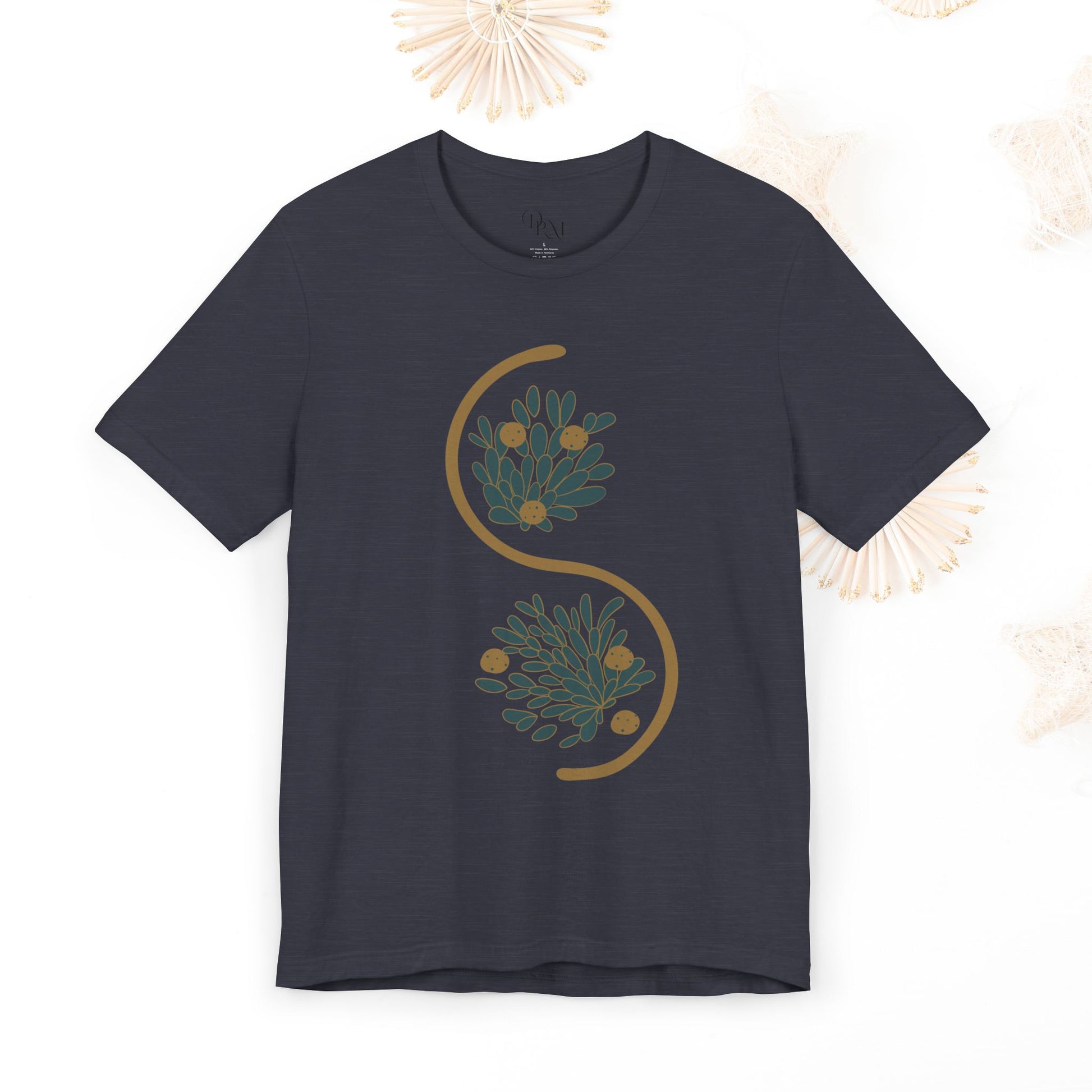 Chic Botanical Essence Tee, Unisex Short Sleeve Shirt, Nature Lover Gift, Casual Everyday Wear, Trendy shirts, galactic metallic, women tee - DiRoMi