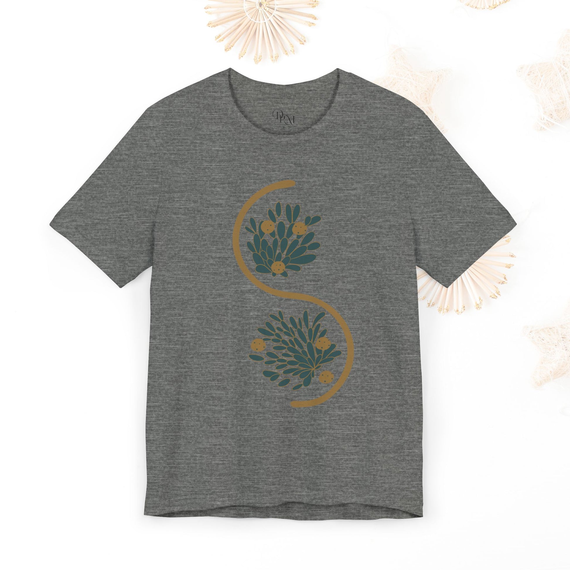 Chic Botanical Essence Tee, Unisex Short Sleeve Shirt, Nature Lover Gift, Casual Everyday Wear, Trendy shirts, galactic metallic, women tee - DiRoMi