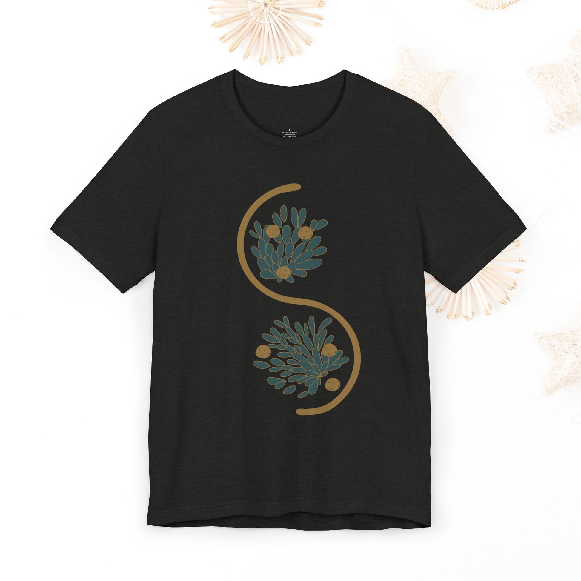 Chic Botanical Essence Tee, Unisex Short Sleeve Shirt, Nature Lover Gift, Casual Everyday Wear, Trendy shirts, galactic metallic, women tee - DiRoMi