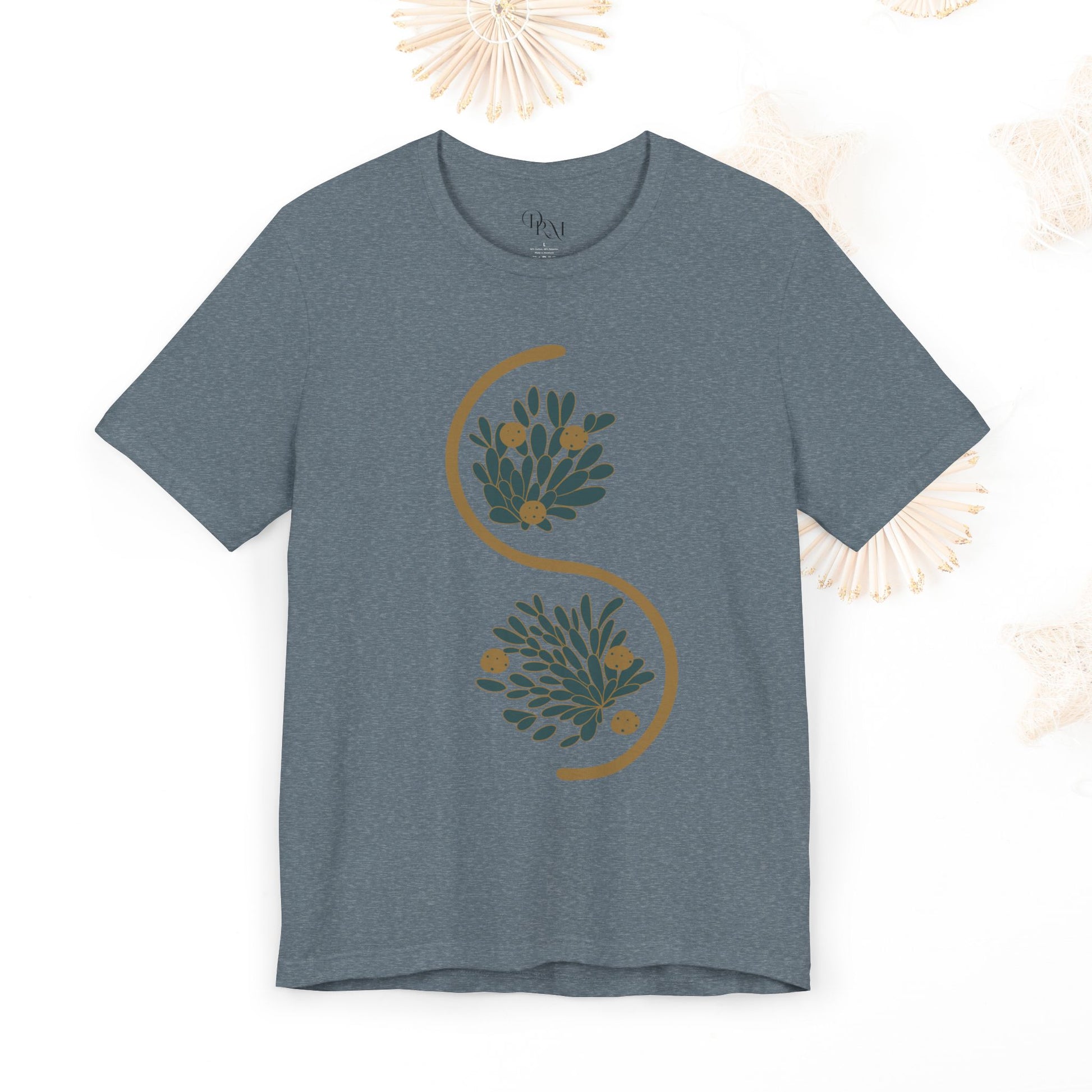 Chic Botanical Essence Tee, Unisex Short Sleeve Shirt, Nature Lover Gift, Casual Everyday Wear, Trendy shirts, galactic metallic, women tee - DiRoMi