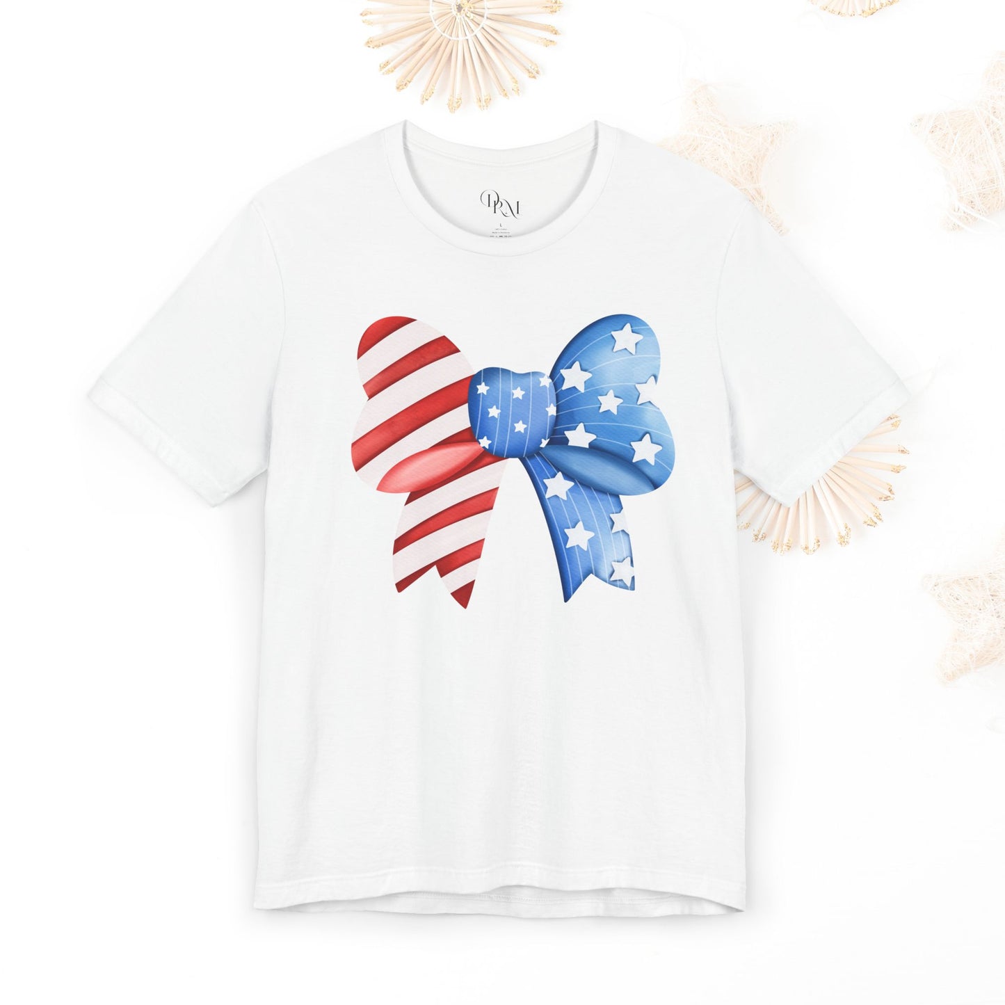 Coquette American bow, 4th of July Shirt Patriotic Short Sleeve Tee