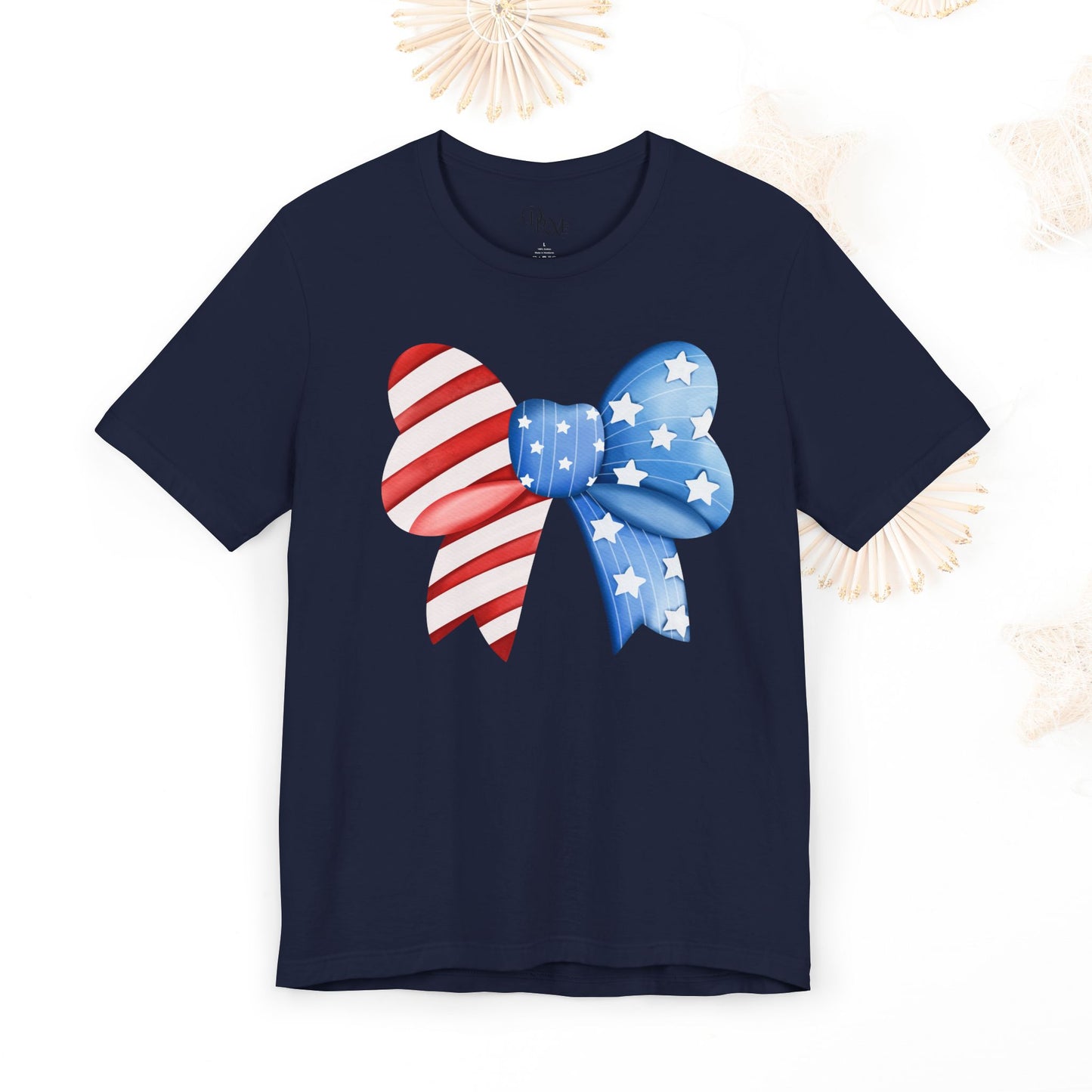 Coquette American bow, 4th of July Shirt Patriotic Short Sleeve Tee