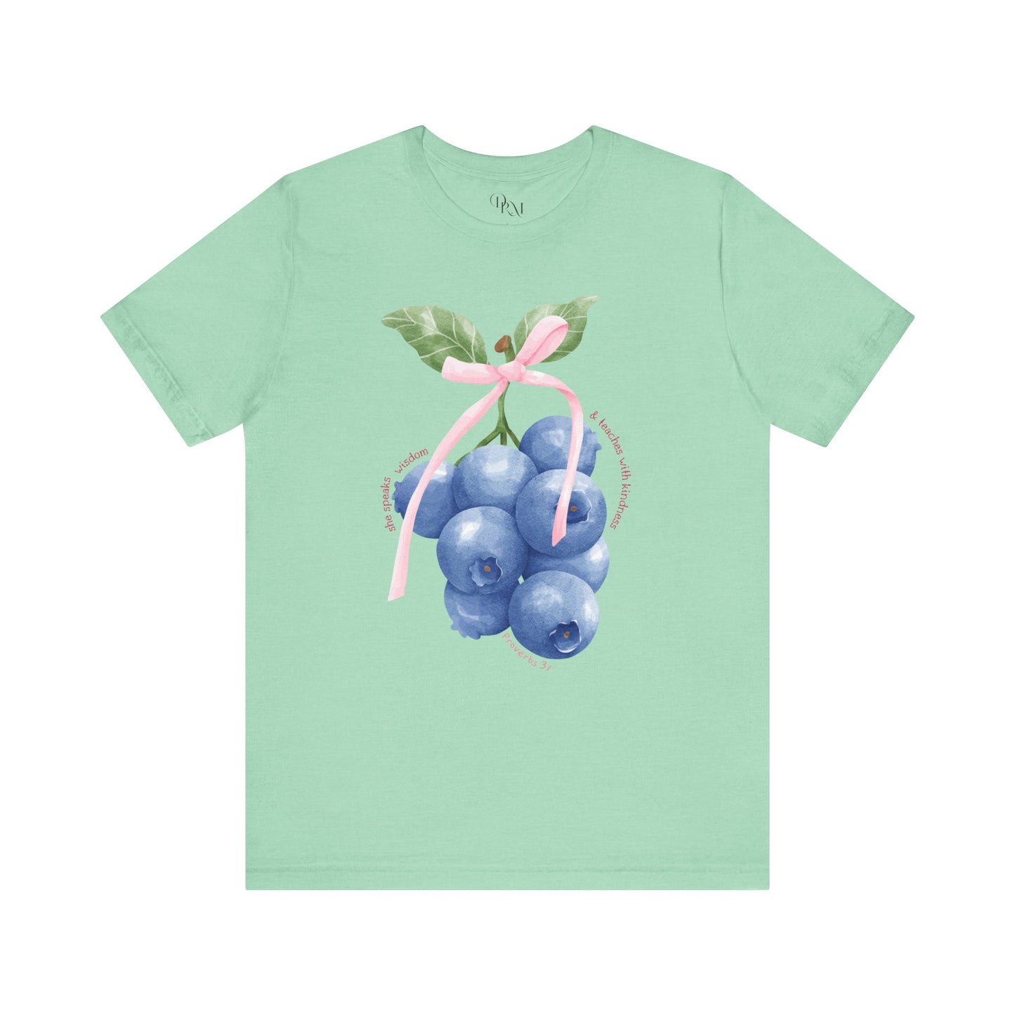 Coquette Blueberry Bliss T-Shirt, Cute Tee, Faith shirt, Christian T-Shirt, Summer Vibes Shirt, Gift for Christians, Casual Everyday Style - DiRoMi